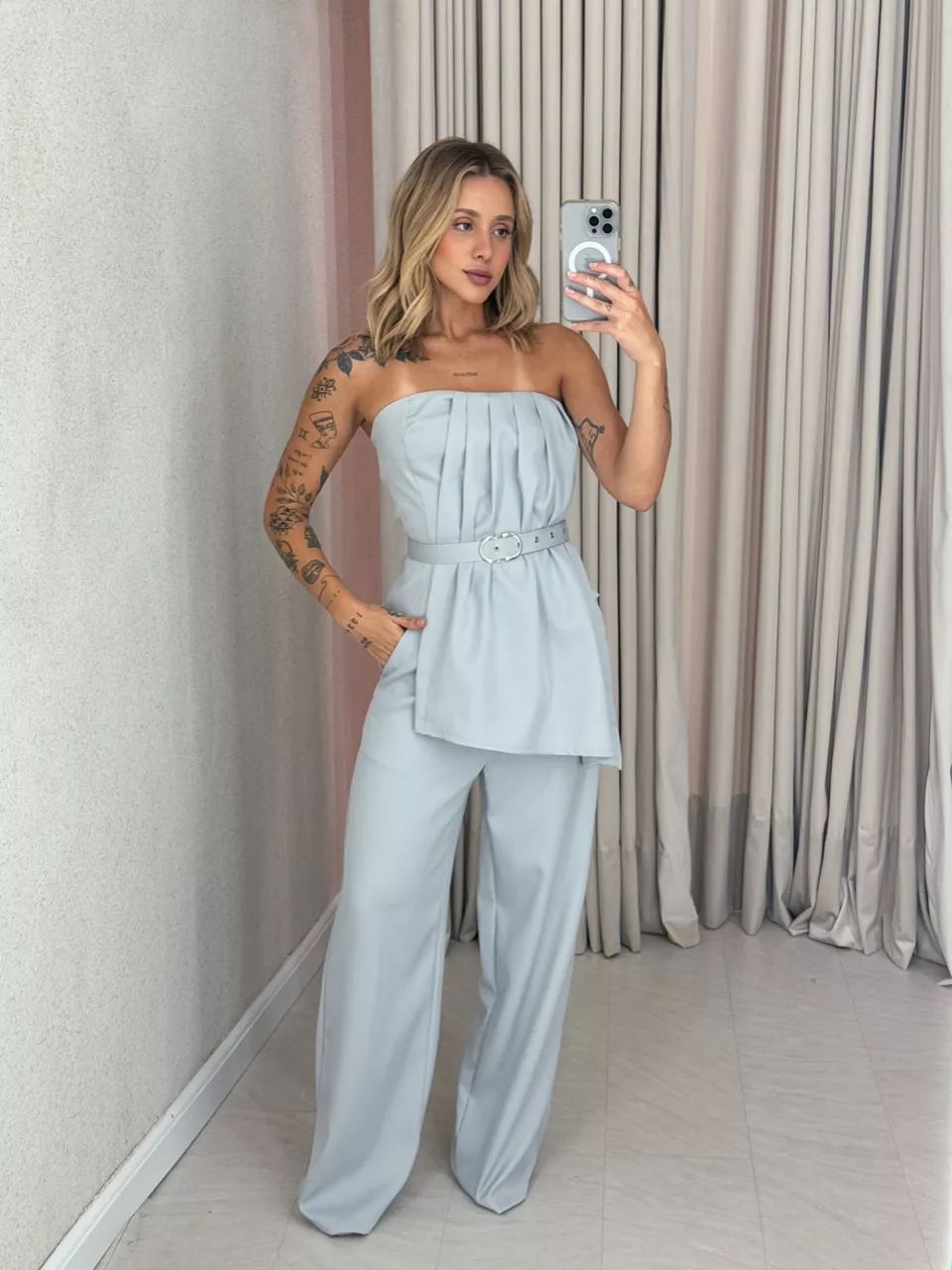 CONJUNTO MONICA TOMARA QUE CAIA CINZA - 0058430091 - CAROLLA FERRARO