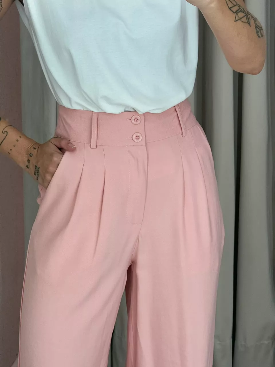 CALÇA EVELYN PANTALONA Rose