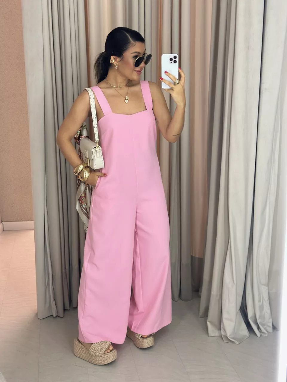 MACACÃO ADELINE BOLSO ROSA - 0059360031 - CAROLLA FERRARO