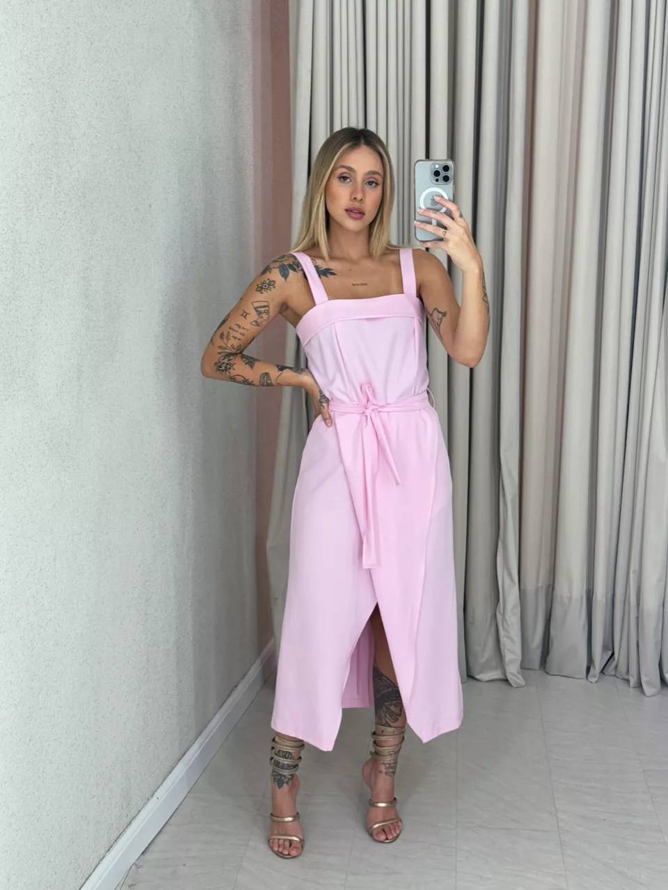 VESTIDO CARMEN FAIXA ROSA - 0059250031 - CAROLLA FERRARO