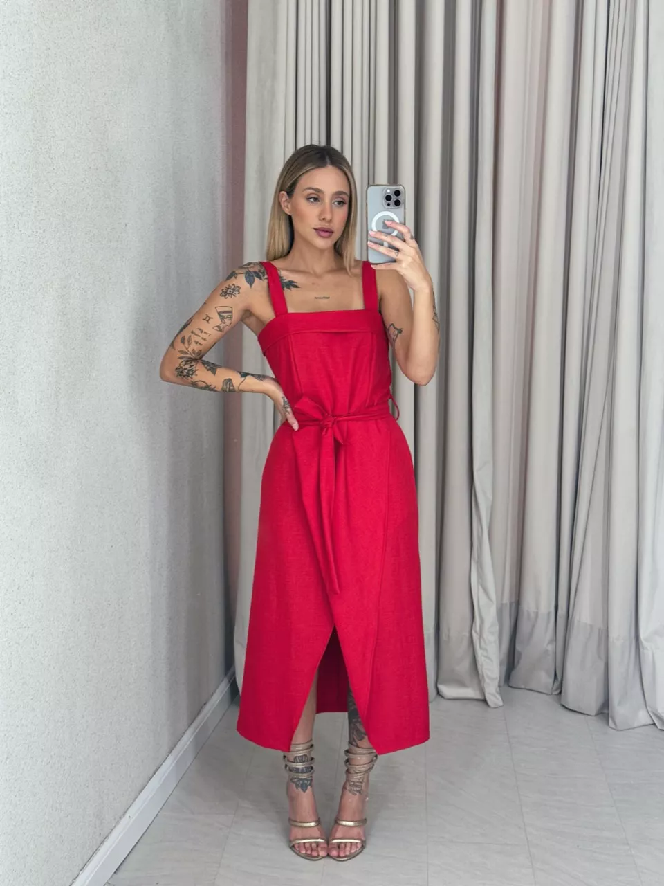 VESTIDO CARMEN FAIXA VERMELHO