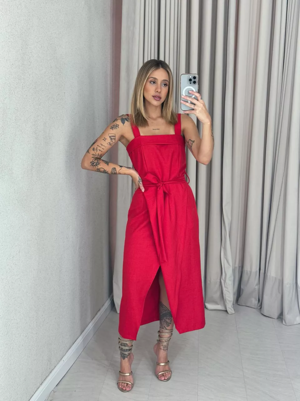 VESTIDO CARMEN FAIXA VERMELHO