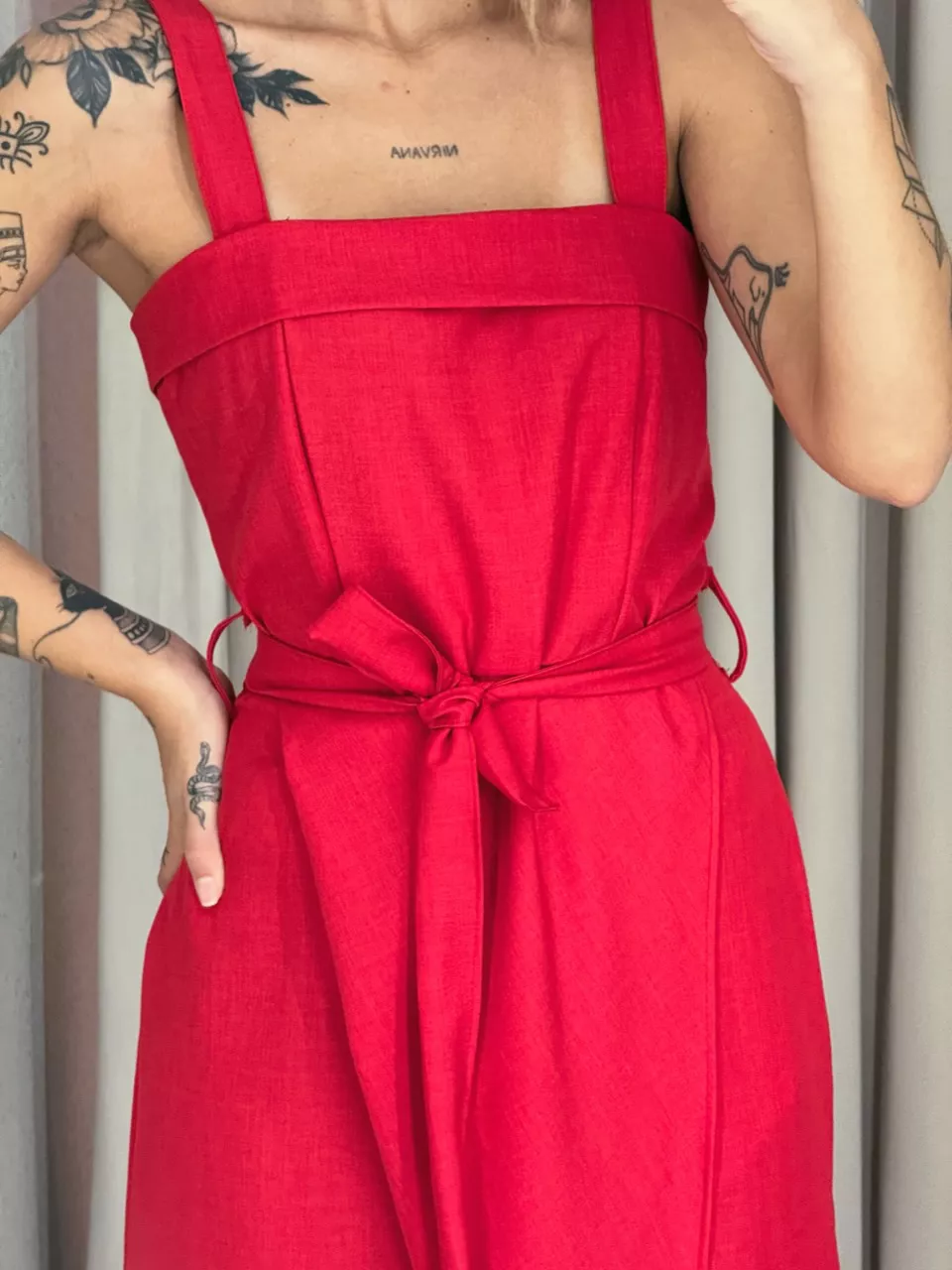 VESTIDO CARMEN FAIXA VERMELHO