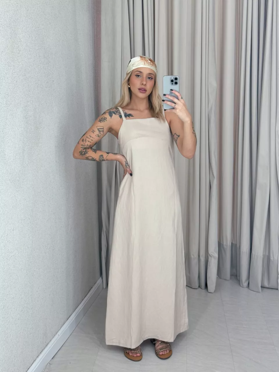 VESTIDO MAURA ALÇA AREIA - 0061190110 - CAROLLA FERRARO