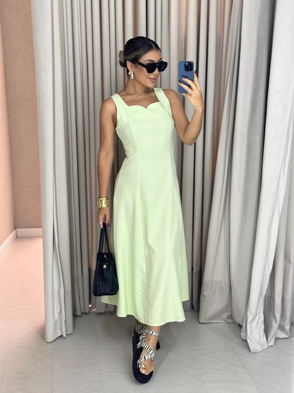 VESTIDO RAQUEL MIDI VERDE - 0061230014 - CAROLLA FERRARO
