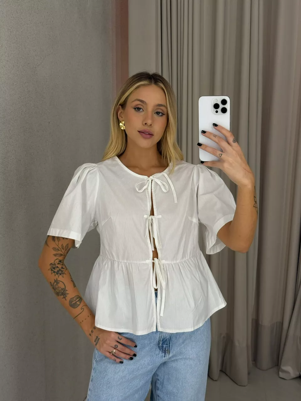 BLUSA PATRICIA MANGA OFF - 0062100048 - CAROLLA FERRARO