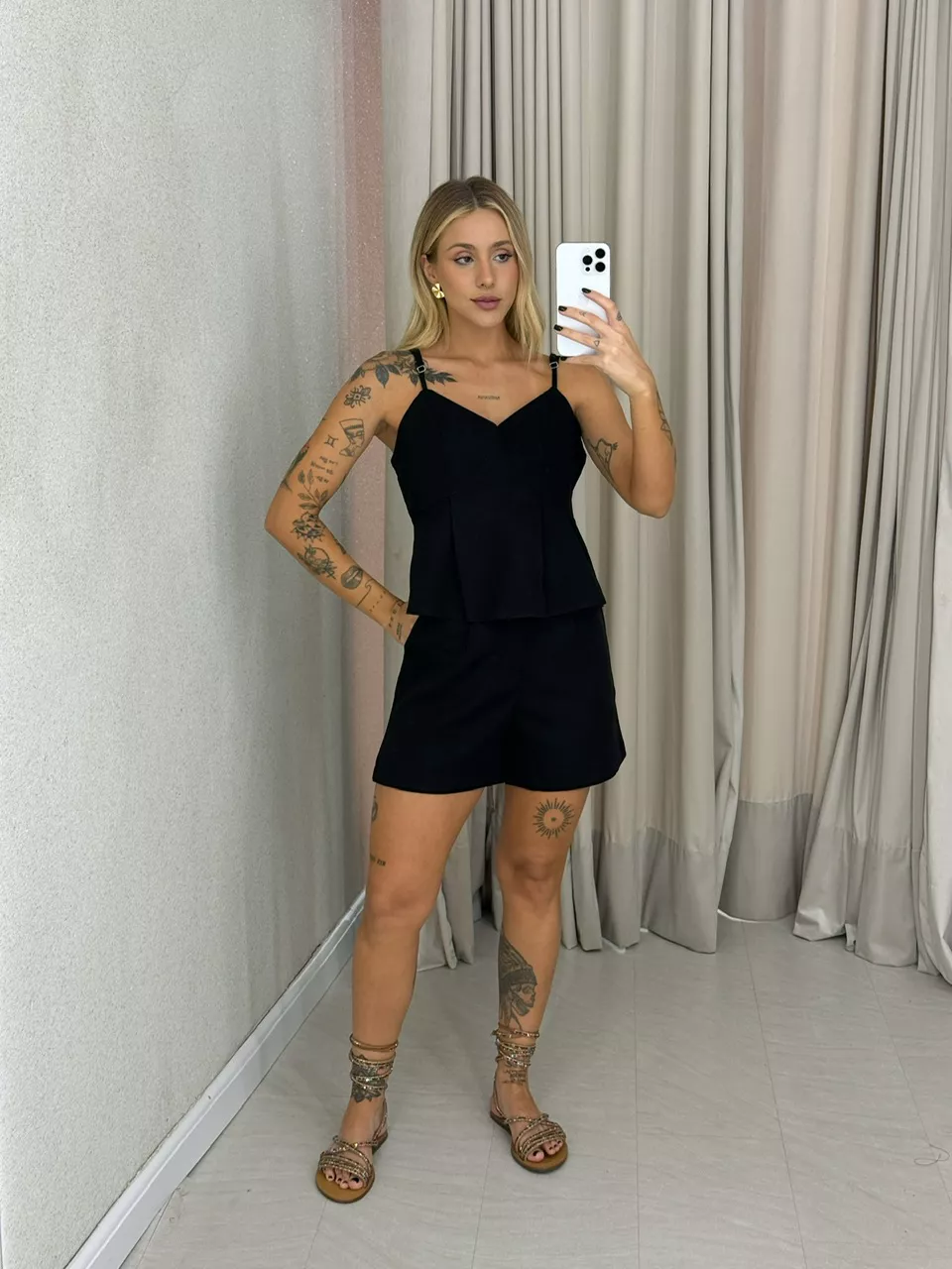 CONJUNTO VANESSA Short preto - 0062110032 - CAROLLA FERRARO