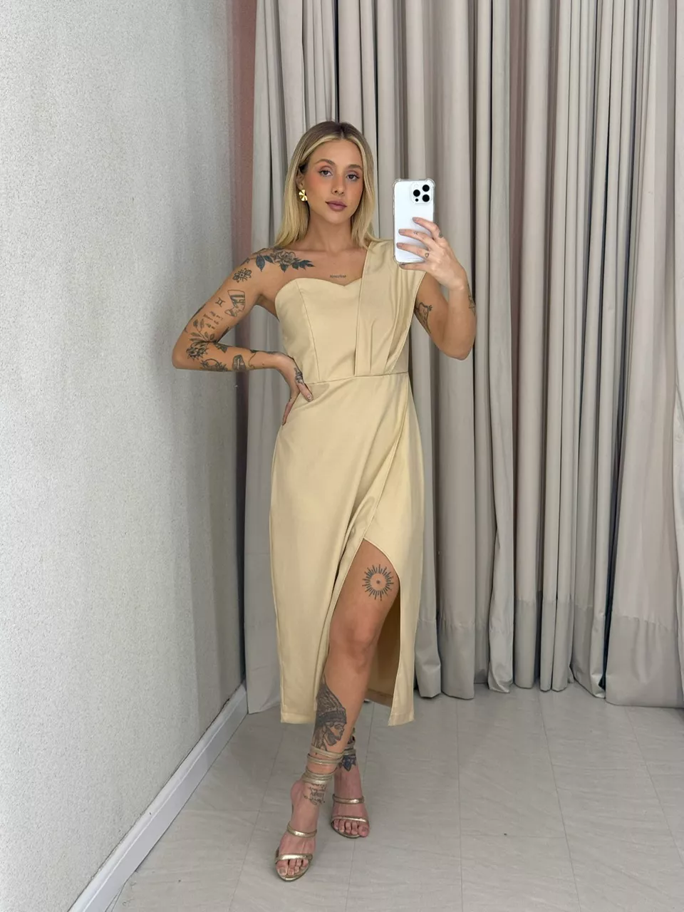 VESTIDO MICHELE NULA MANGA Nude - 0061970049 - CAROLLA FERRARO