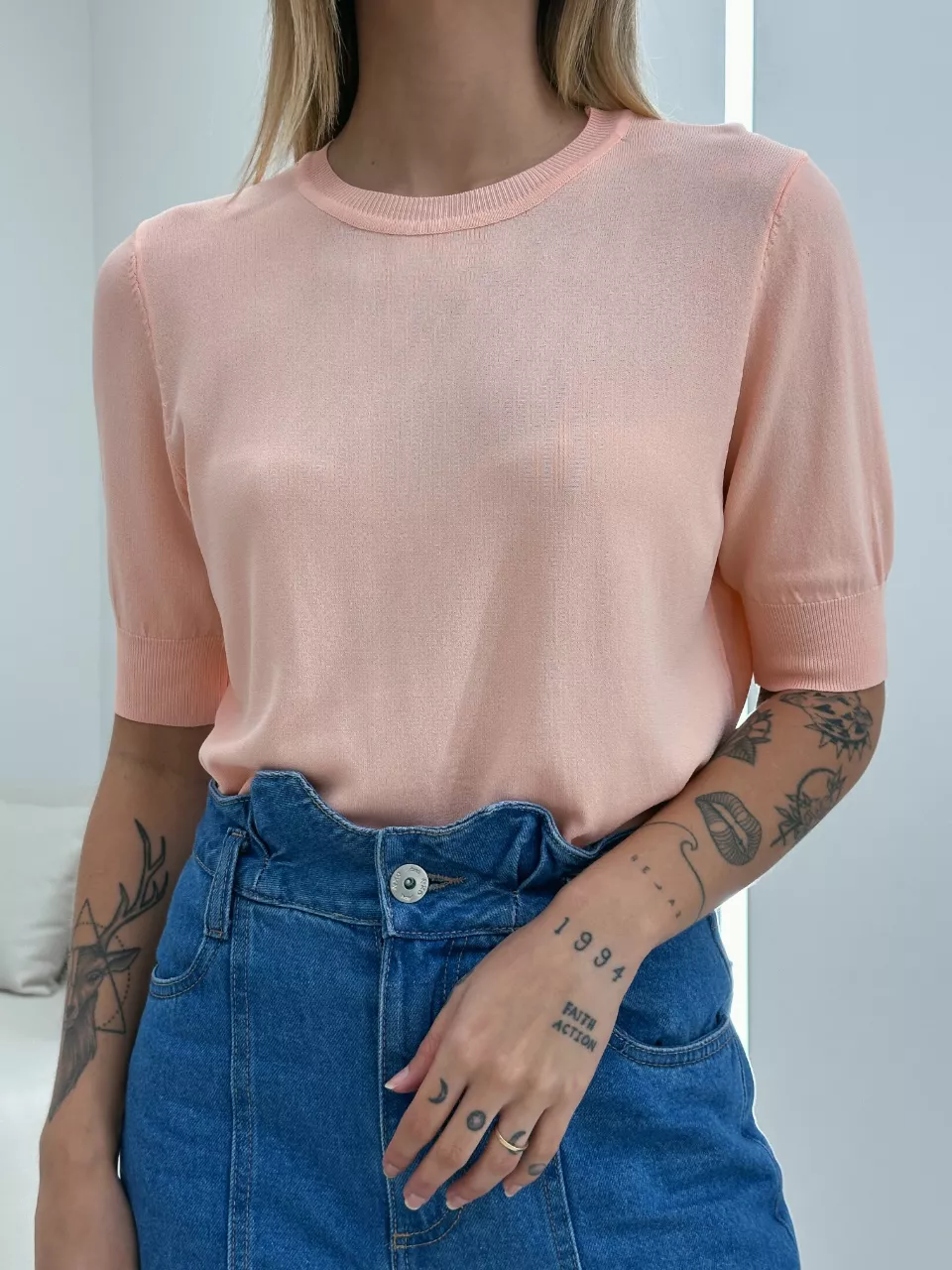 BLUSA MANU TRICOT BASIC ROSÊ - 0049730025 - CAROLLA FERRARO