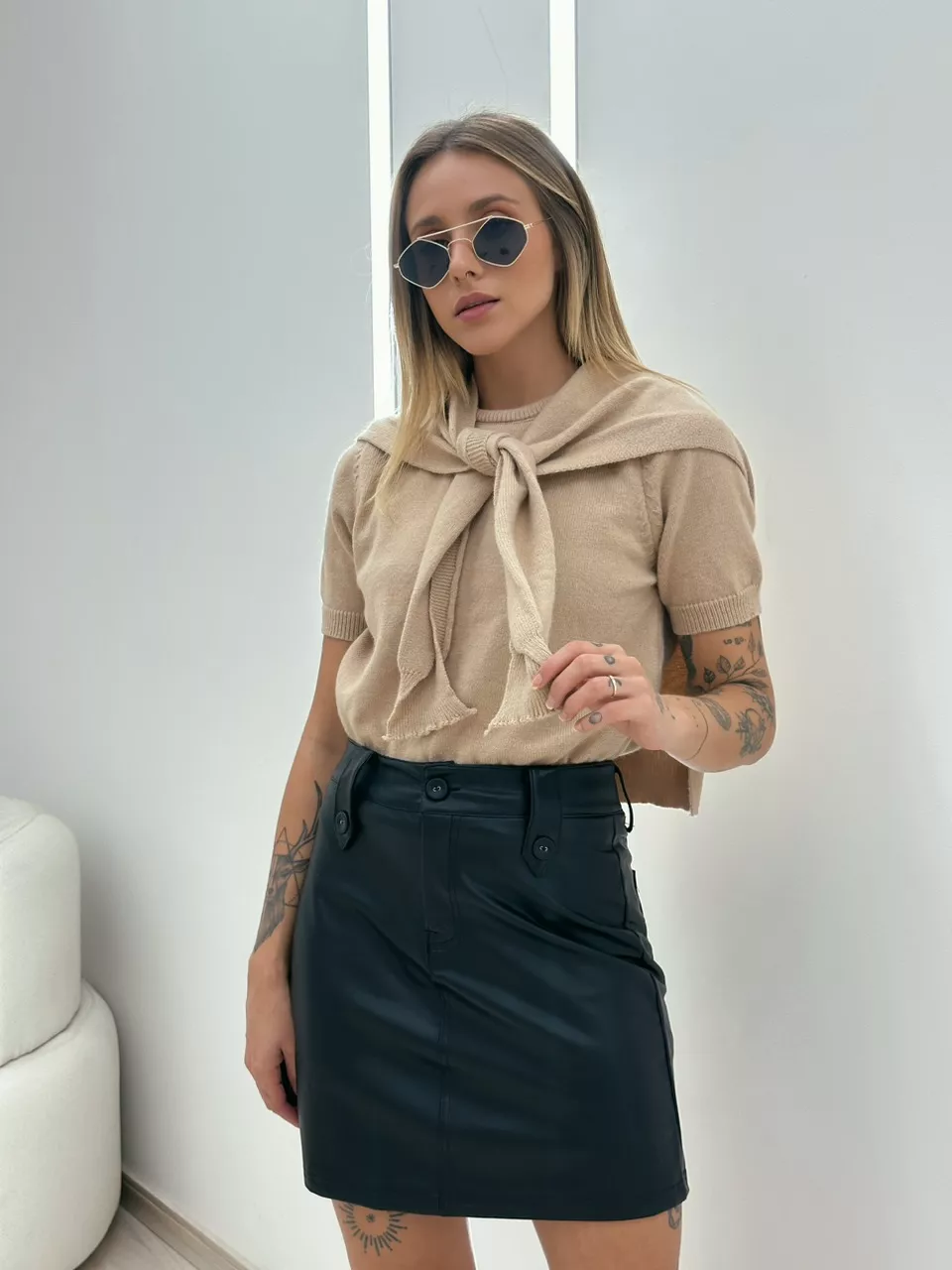 SAIA SARA COURO FAKE PRETA
