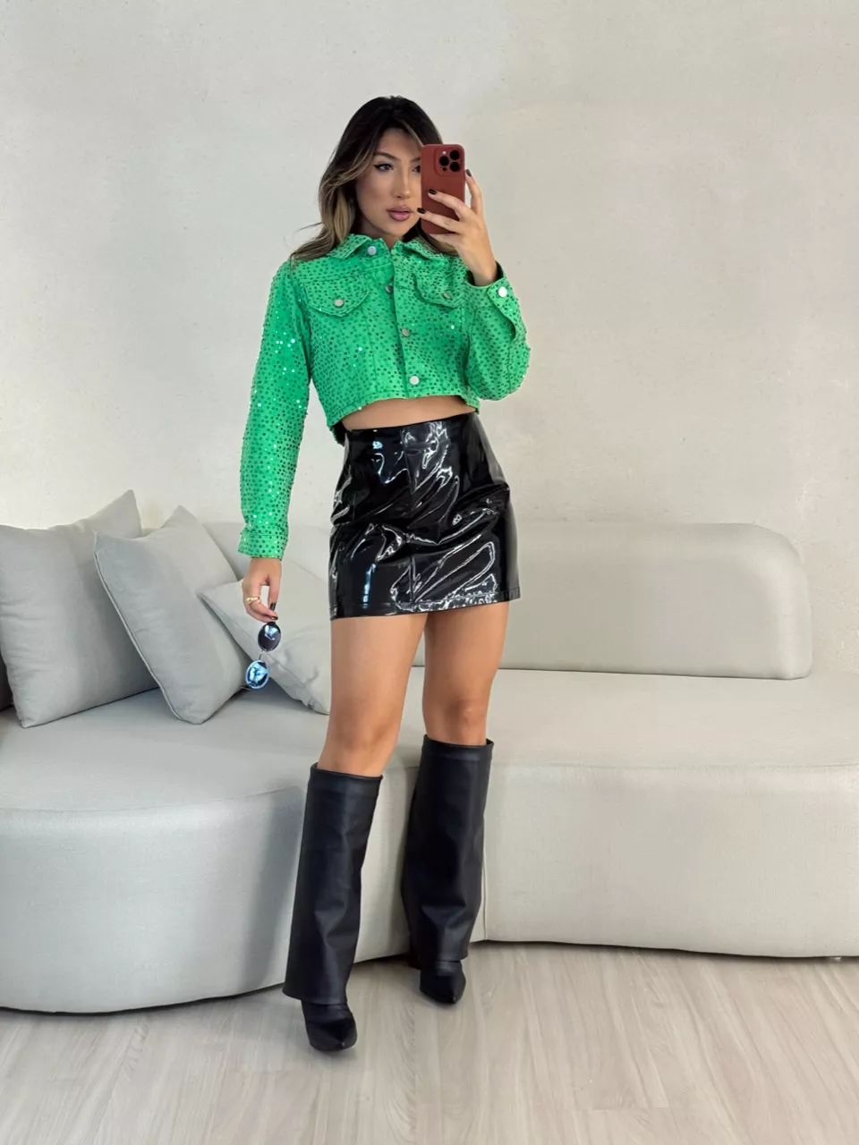 JAQUETA SAMANTA PAETÊ VERDE