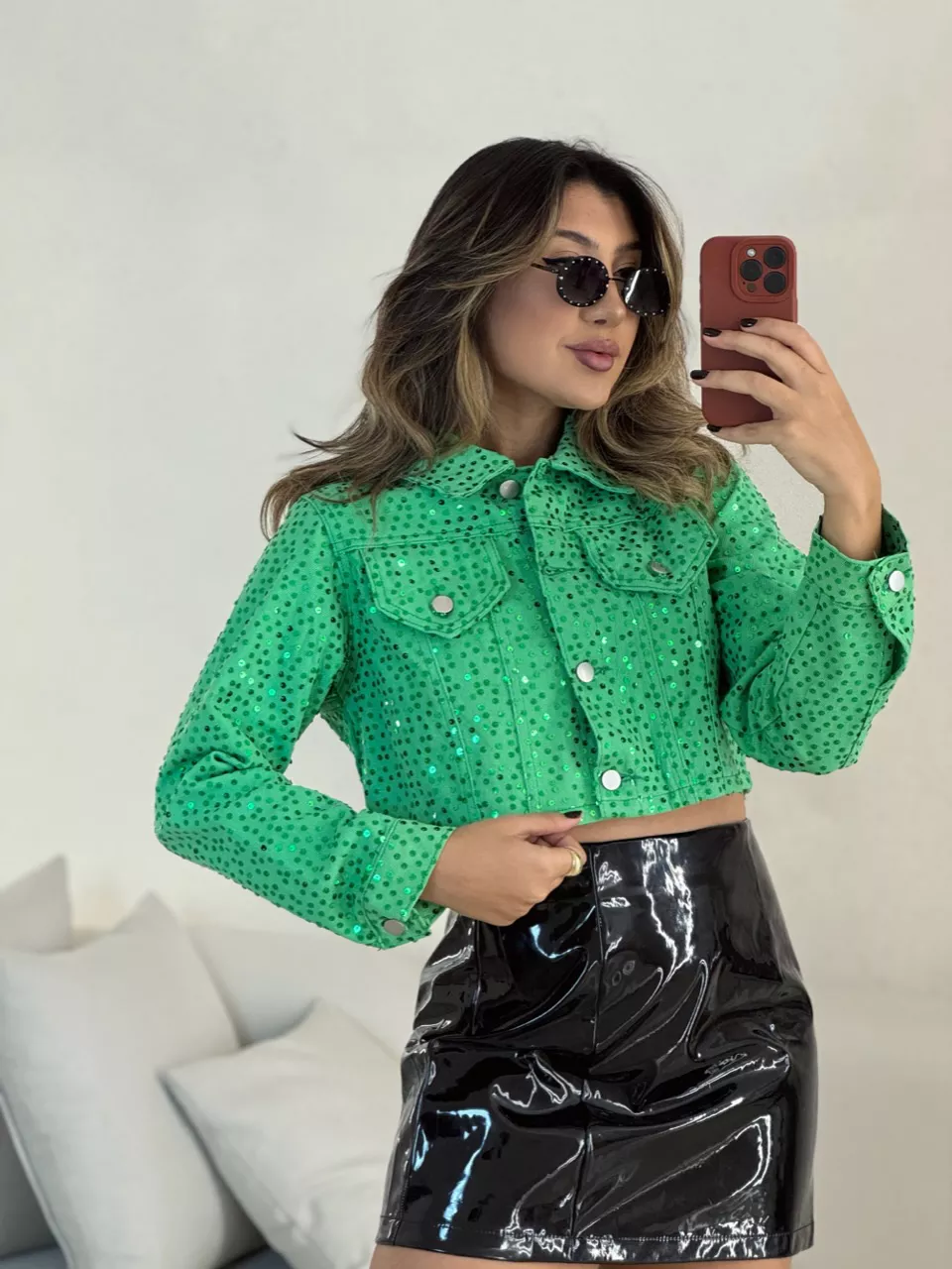 JAQUETA SAMANTA PAETÊ VERDE