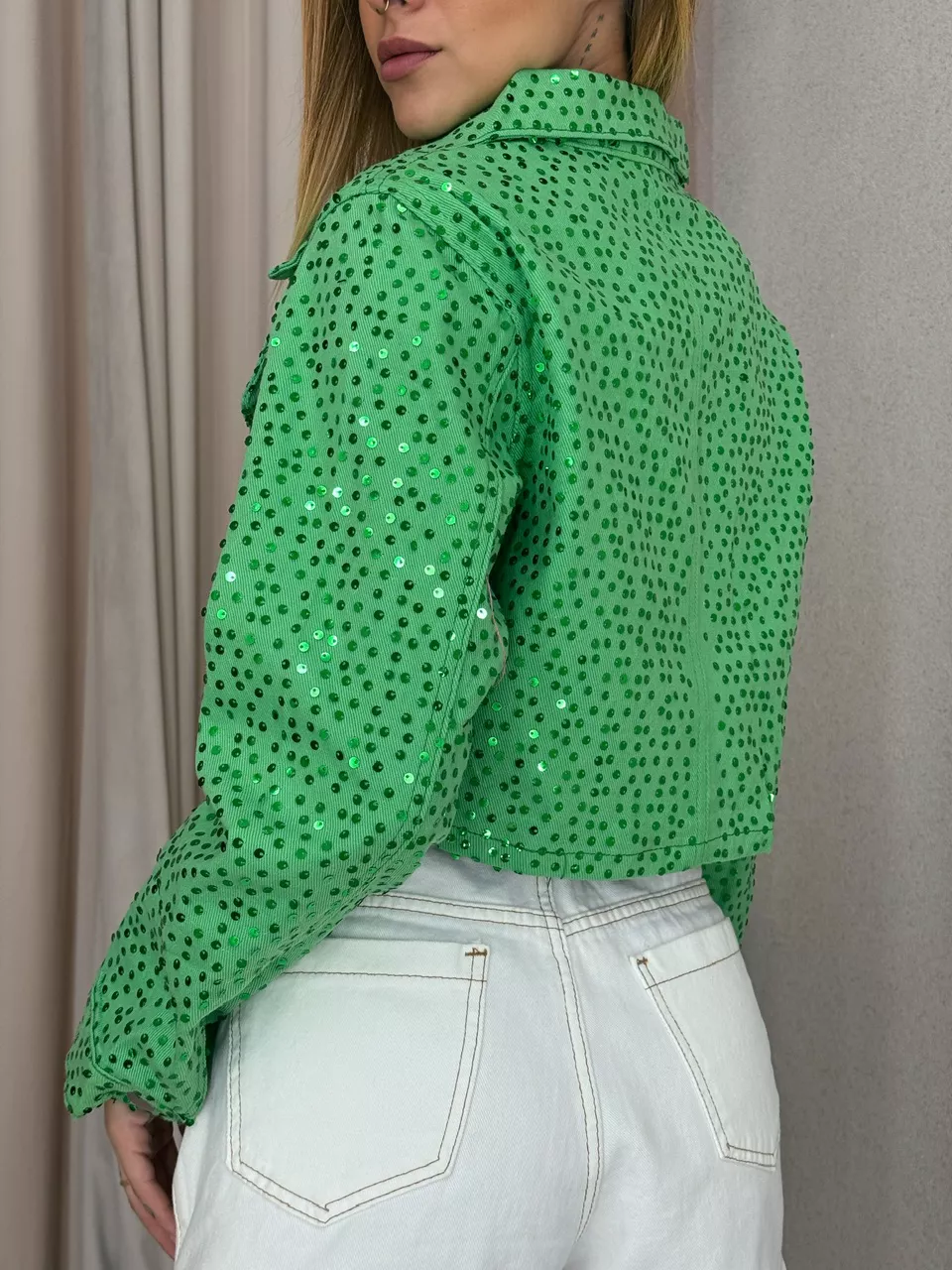 JAQUETA SAMANTA PAETÊ VERDE