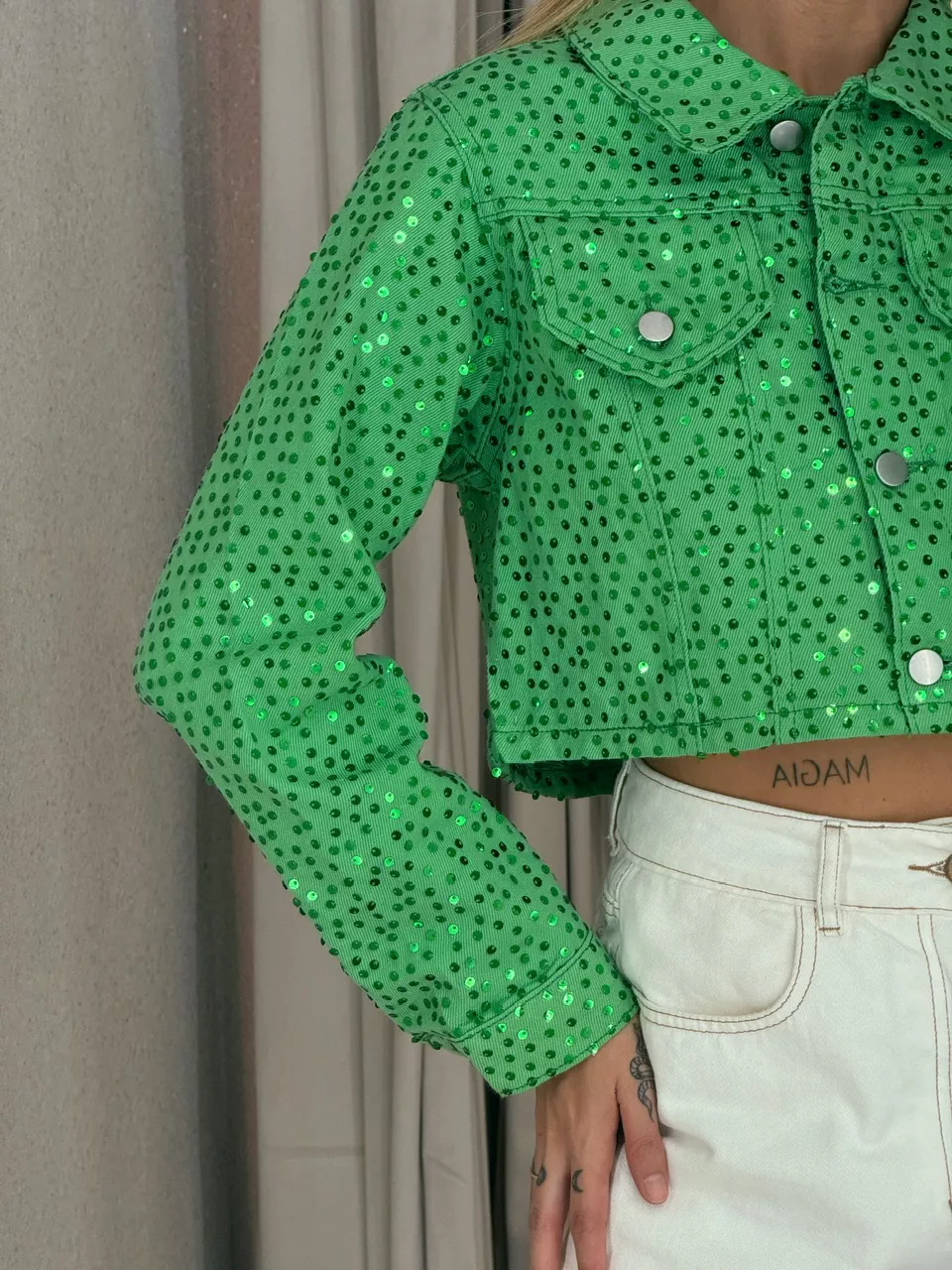 JAQUETA SAMANTA PAETÊ VERDE