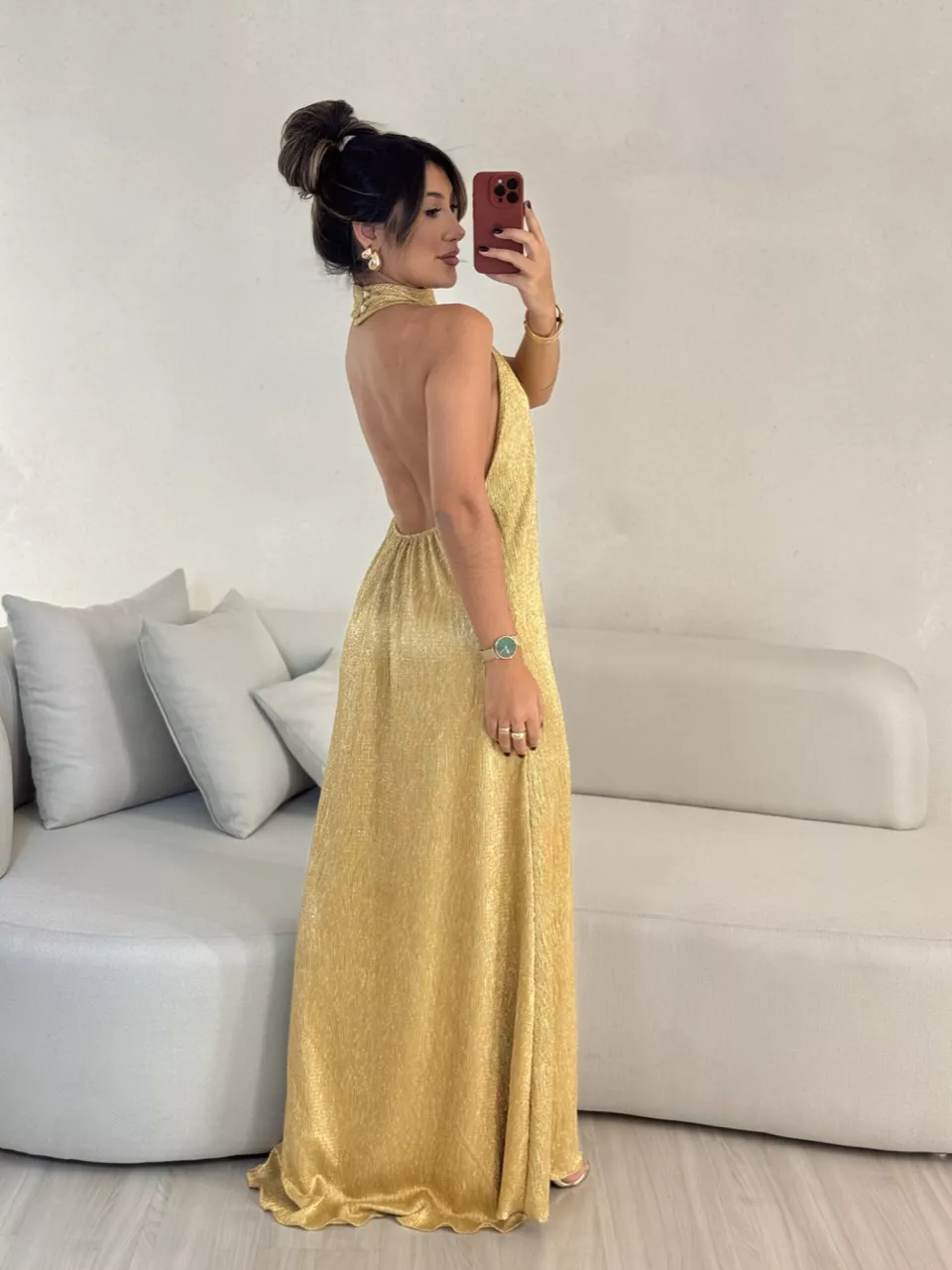 VESTIDO GLAM CF FRENTE ÚNICA DOURADO