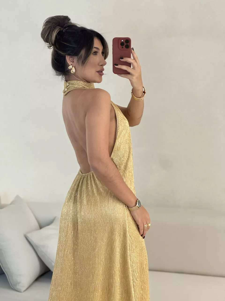 VESTIDO GLAM CF FRENTE ÚNICA DOURADO