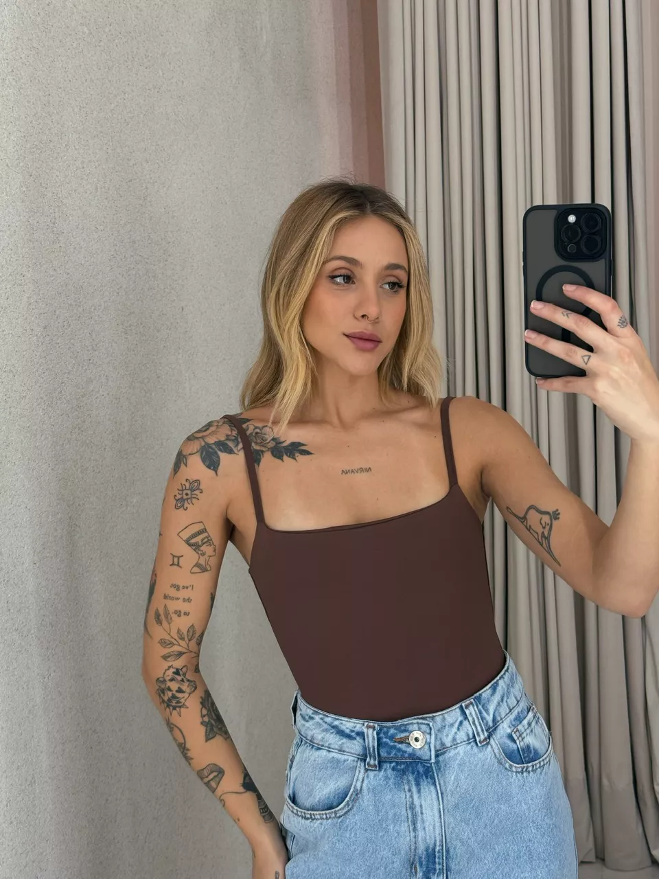 BODY ARIEL ALÇA Marrom - 0054140054 - CAROLLA FERRARO