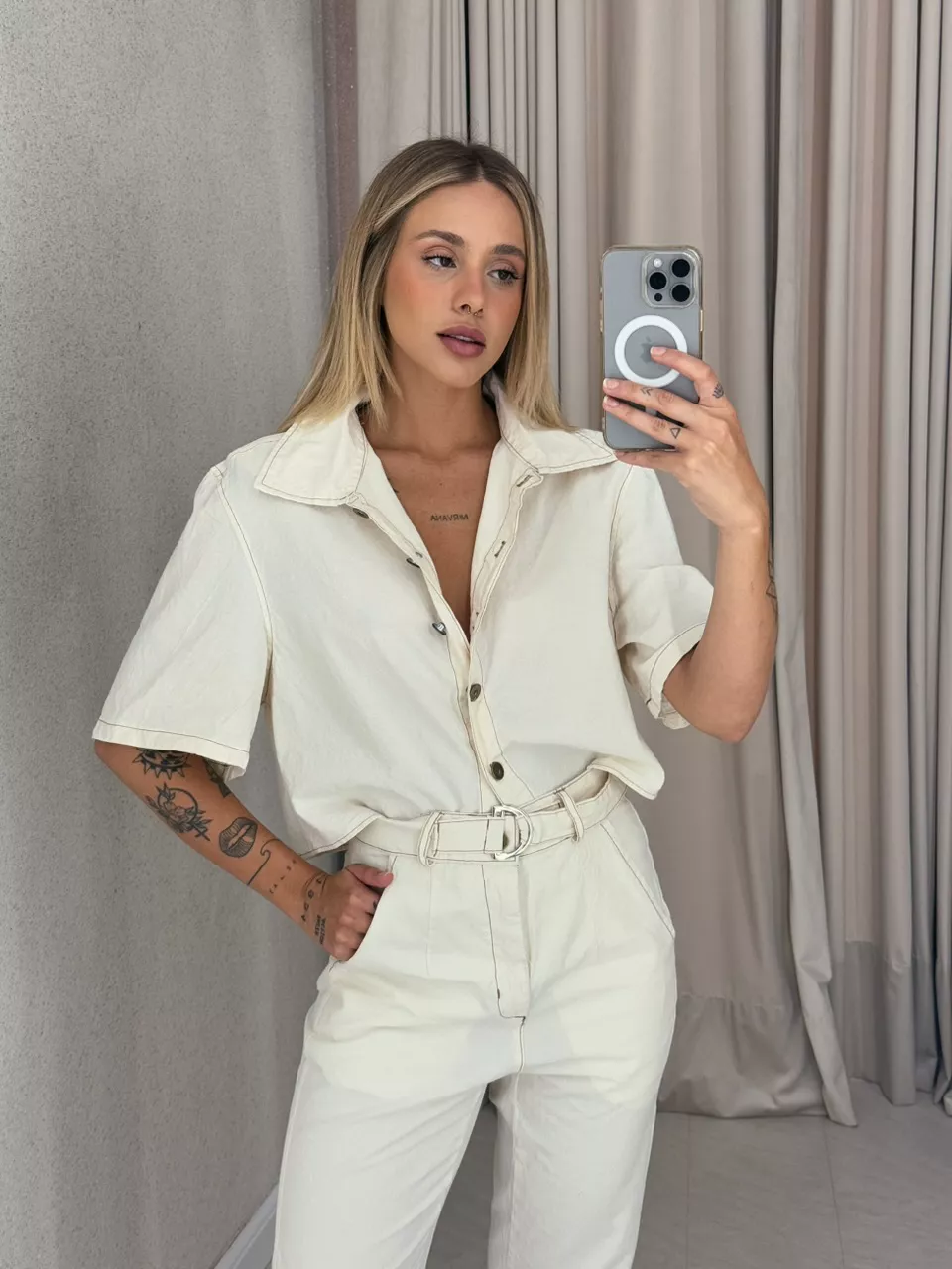 CROPPED ALLANA CAMISA CRU - 0058440132 - CAROLLA FERRARO