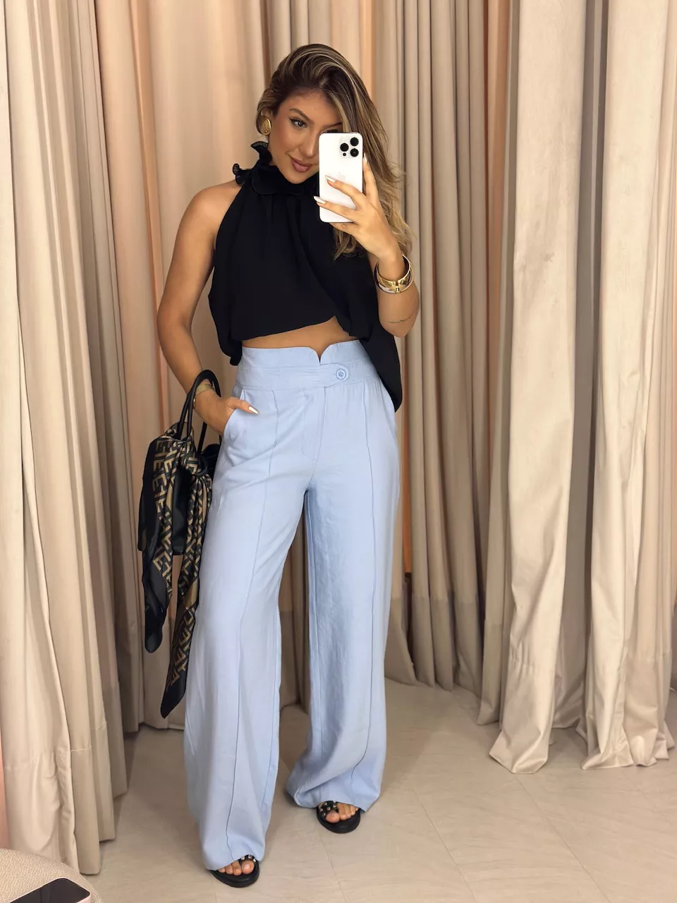 CALÇA CHARLENE PANTALONA azul - 0059910109 - CAROLLA FERRARO