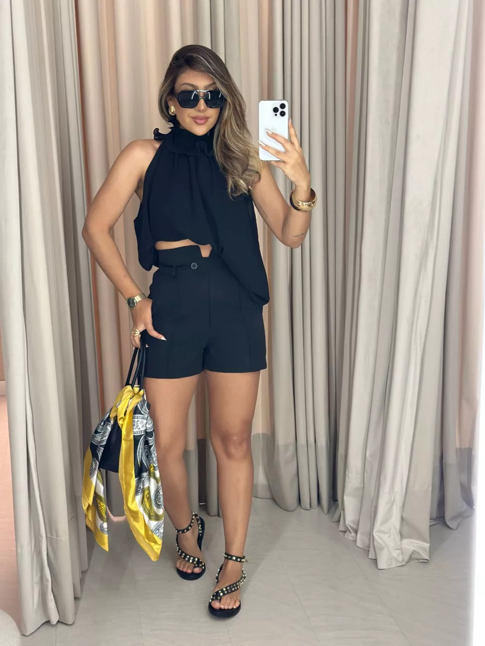 SHORT LAURA Cinto preto