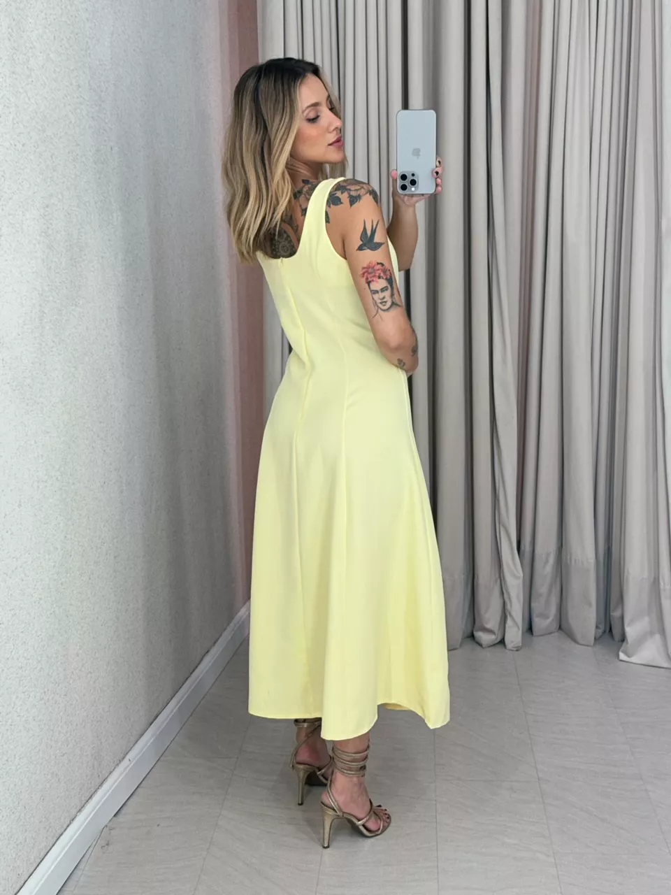 VESTIDO CAROLINE MIDI Amarelo