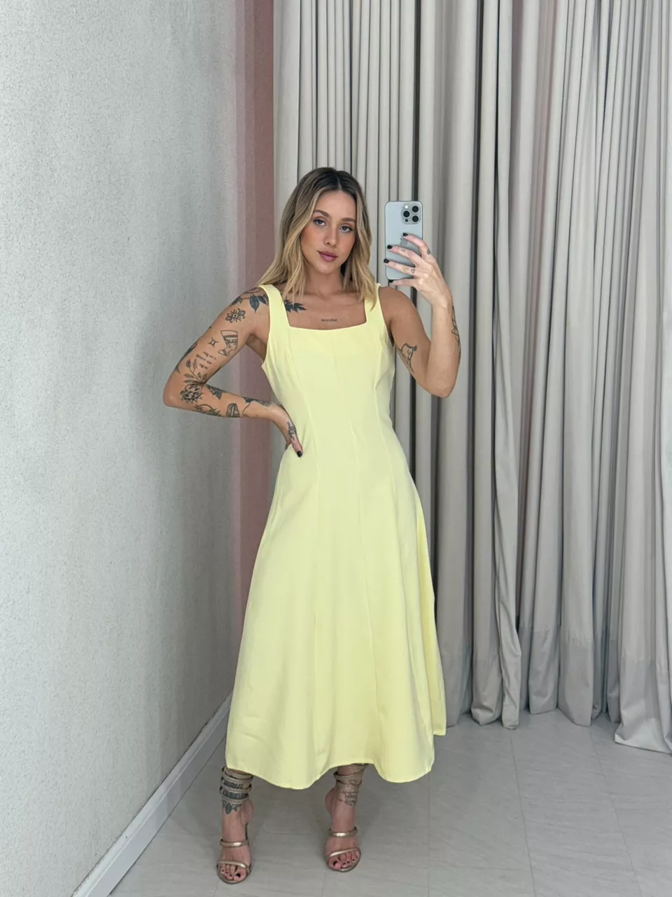 VESTIDO CAROLINE MIDI Amarelo