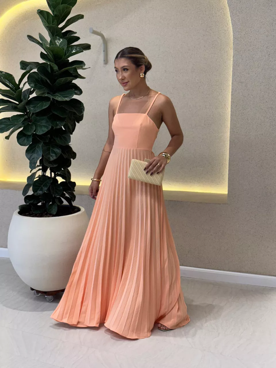 VESTIDO ELEONORA. PLISSADO Laranja - 0061300068 - CAROLLA FERRARO