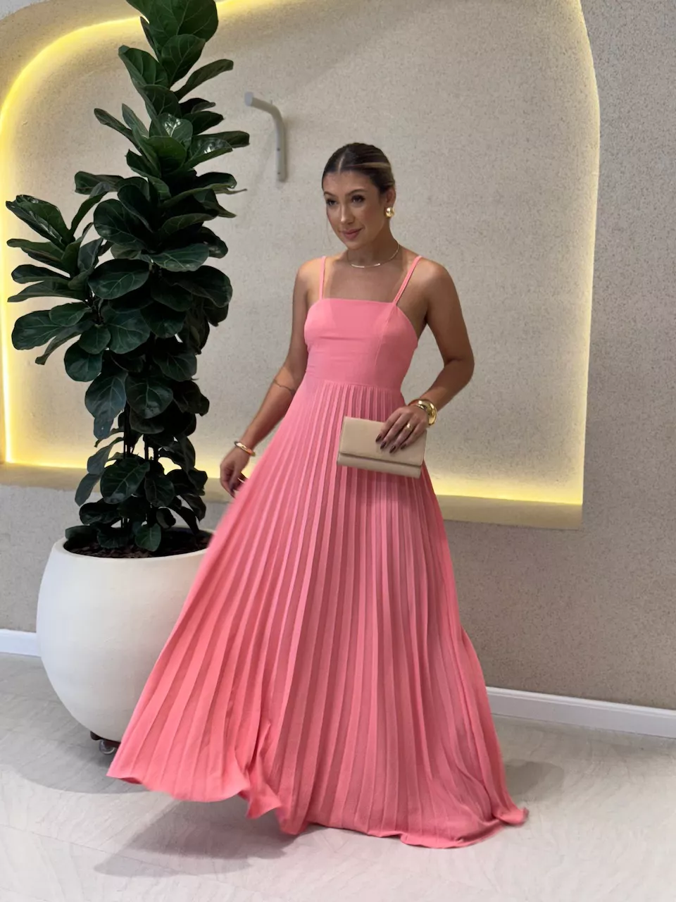 VESTIDO ELEONORA. PLISSADO Rosa - 0061300031 - CAROLLA FERRARO