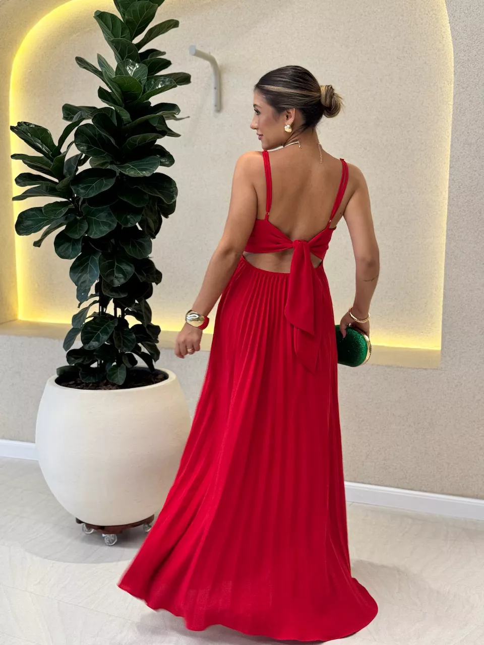 VESTIDO ELEONORA. PLISSADO vermelho