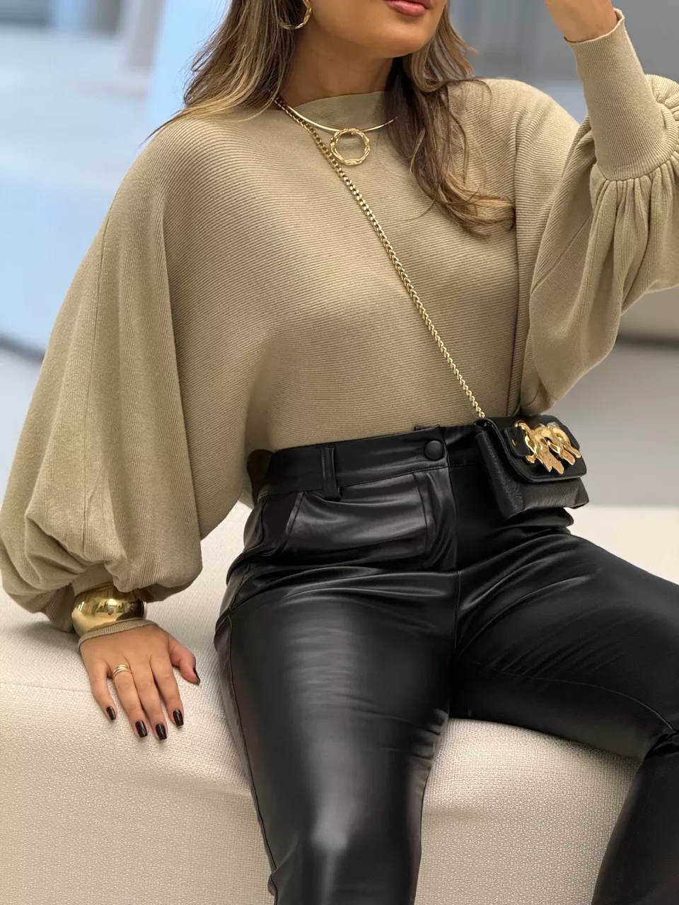 BLUSA AMANDA TRICOT Areia