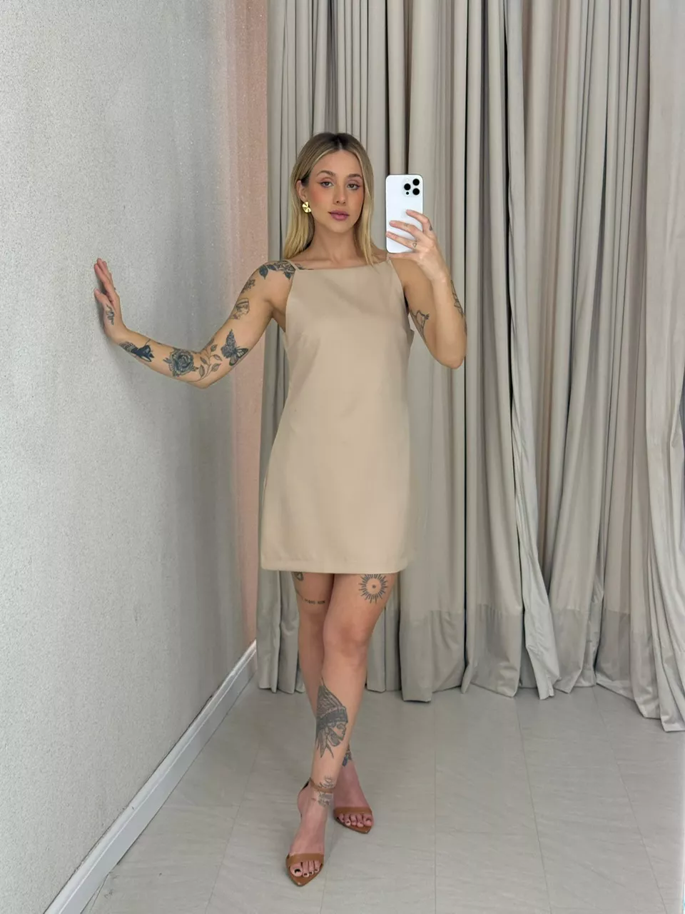 VESTIDO GIANE CURTO Nude - 0064180049 - CAROLLA FERRARO