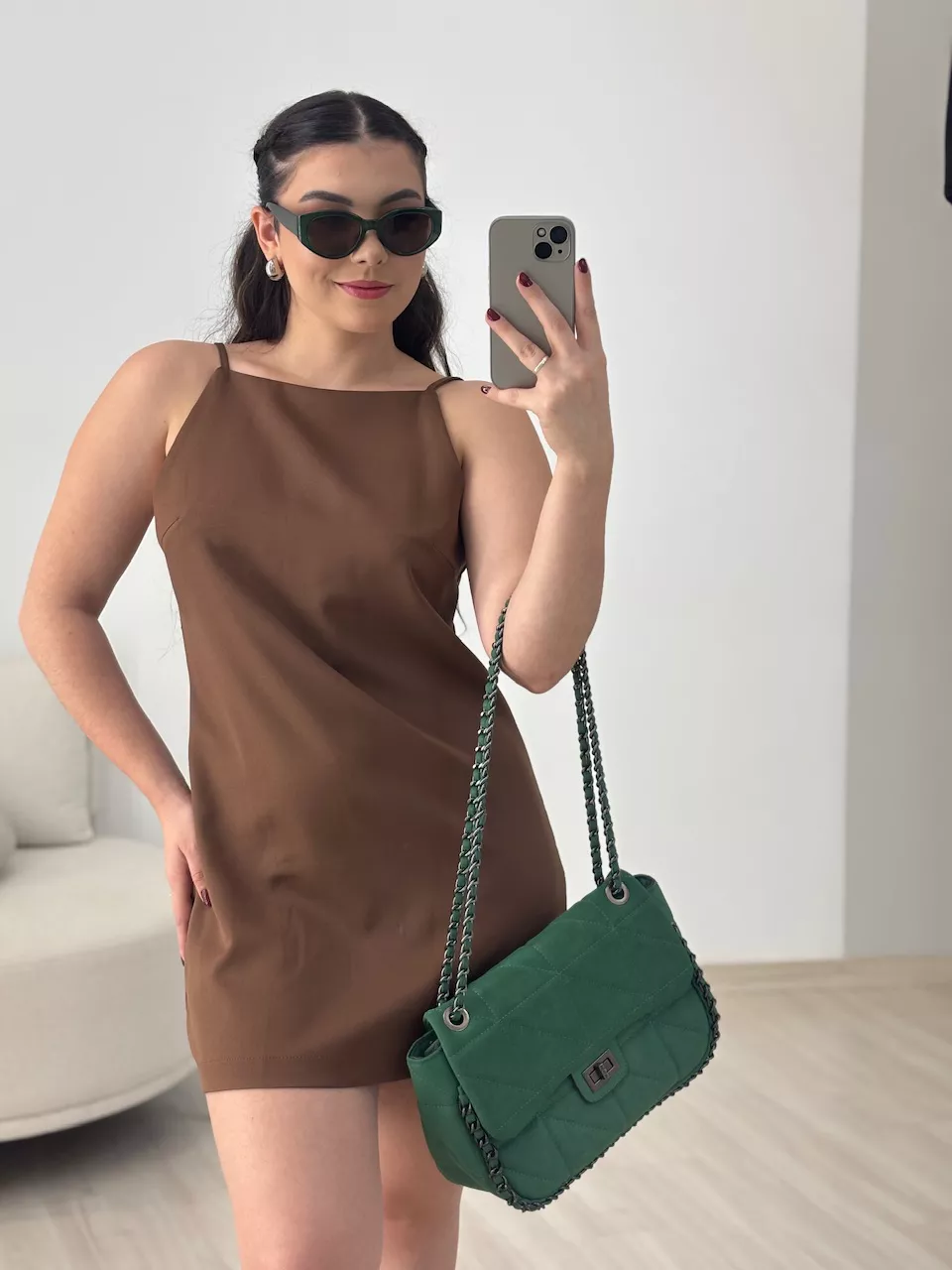 VESTIDO GIANE CURTO Marrom - 0064180054 - CAROLLA FERRARO