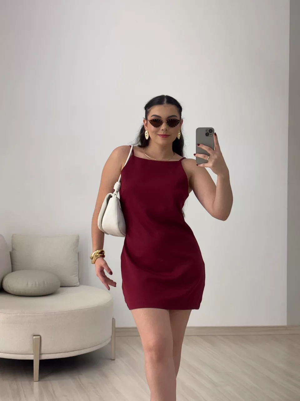 VESTIDO GIANE CURTO VINHO - 0064180168 - CAROLLA FERRARO