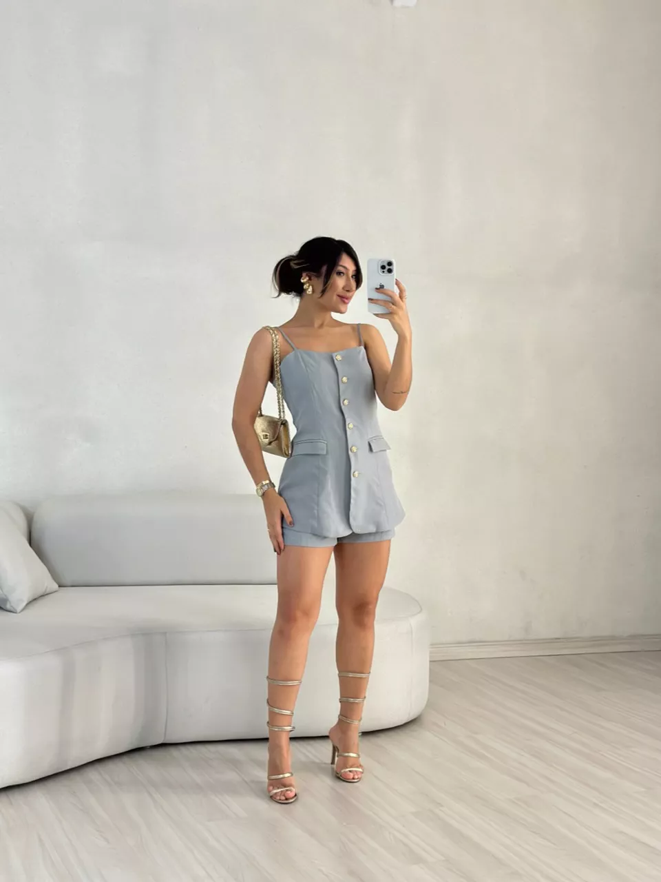 CONJUNTO CARMEN Short Cinza - 0055300091 - CAROLLA FERRARO