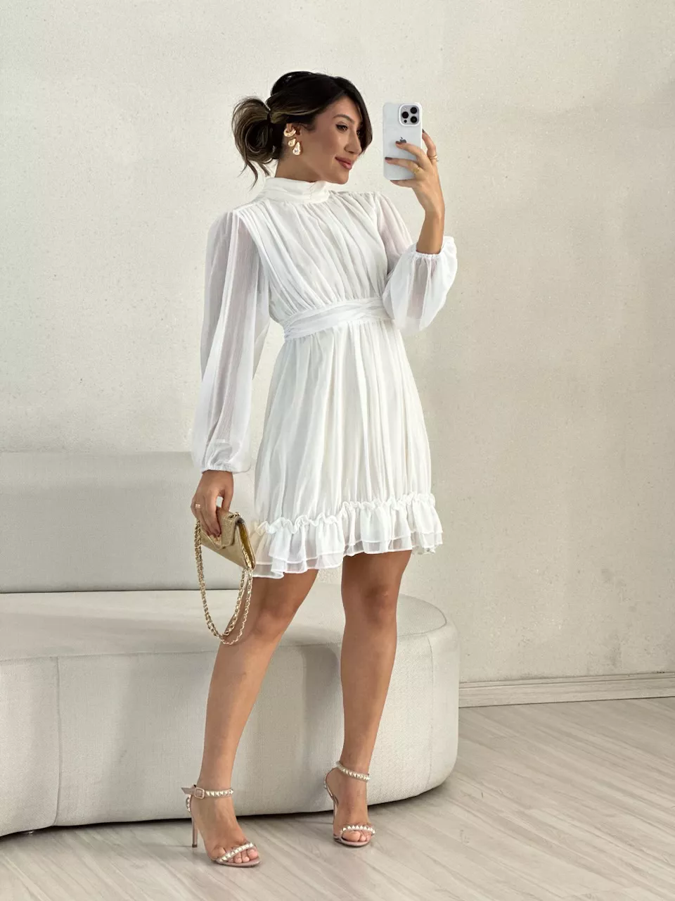 VESTIDO FLAVIANA MANGA LONGA OFF - 0055330048 - CAROLLA FERRARO