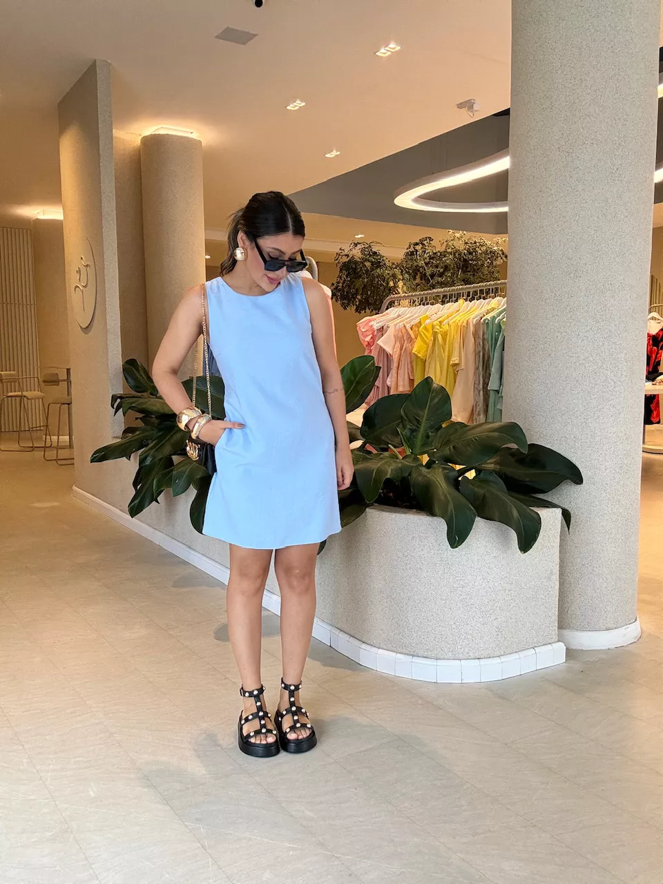 VESTIDO CLARICE CAVADO AZUL - 0058540109 - CAROLLA FERRARO
