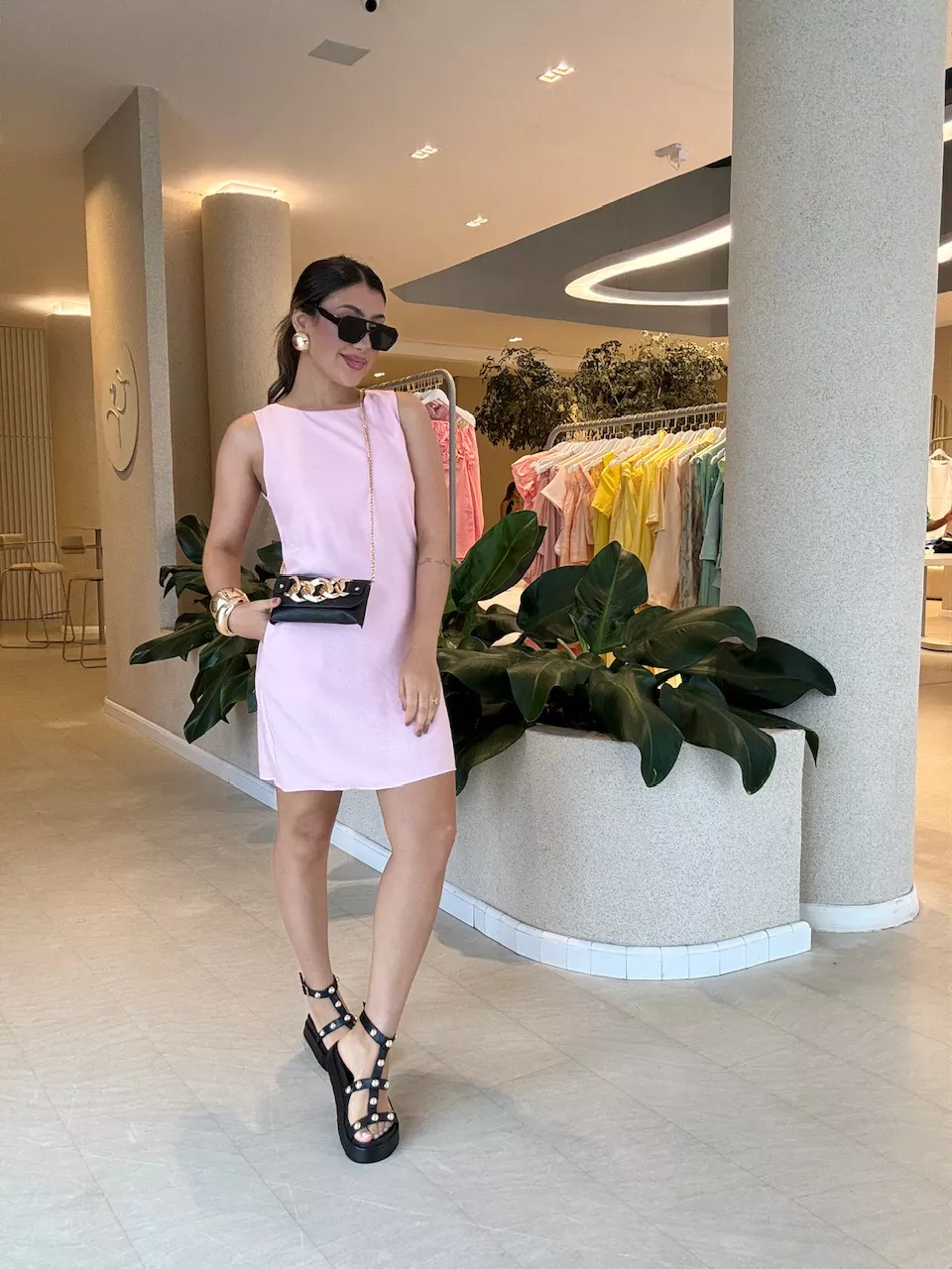 VESTIDO CLARICE CAVADO BABY PINK - 0058540366 - CAROLLA FERRARO