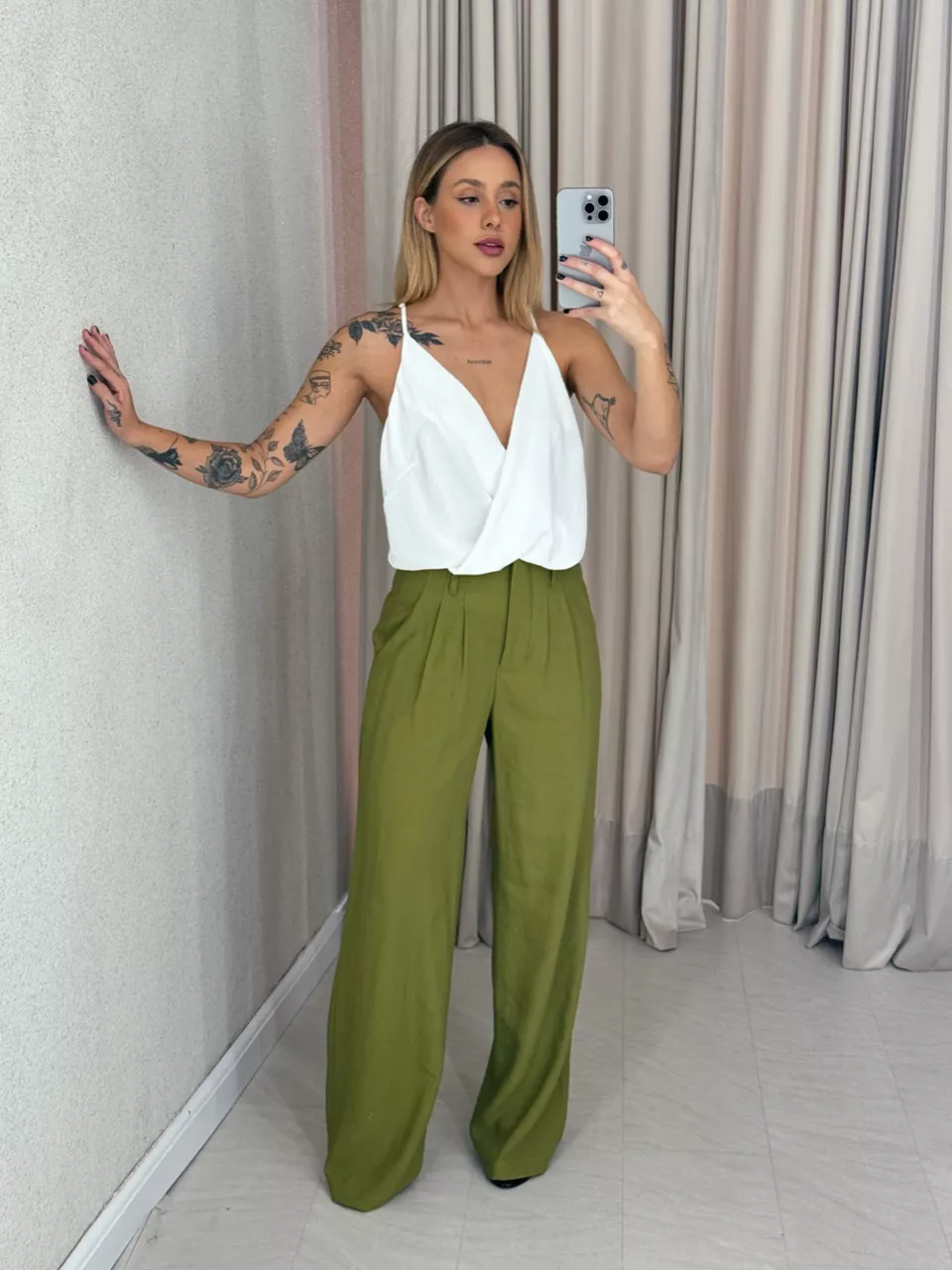 CALÇA IOLANDA PANTALONA VERDE MILITAR