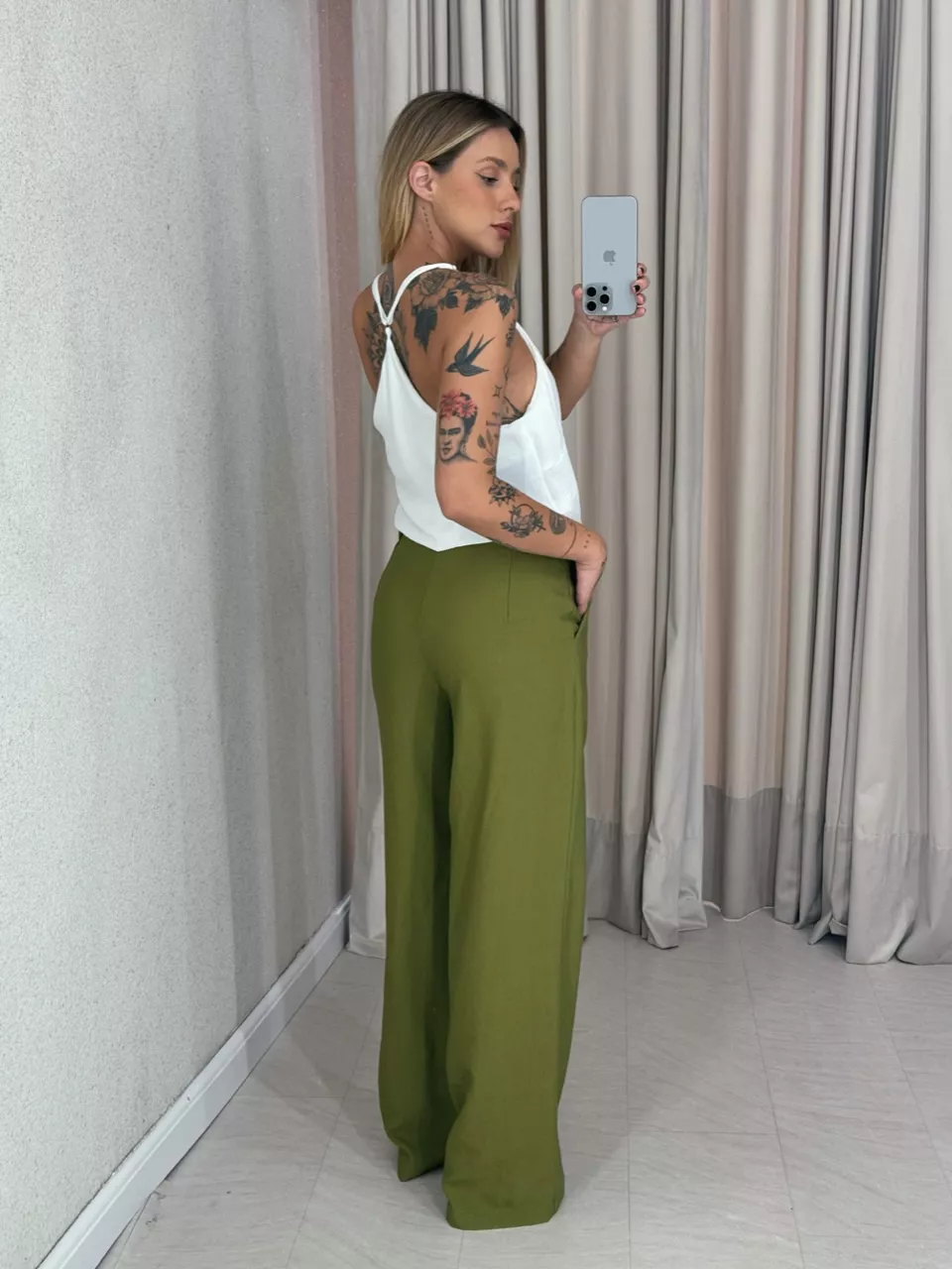 CALÇA IOLANDA PANTALONA VERDE MILITAR