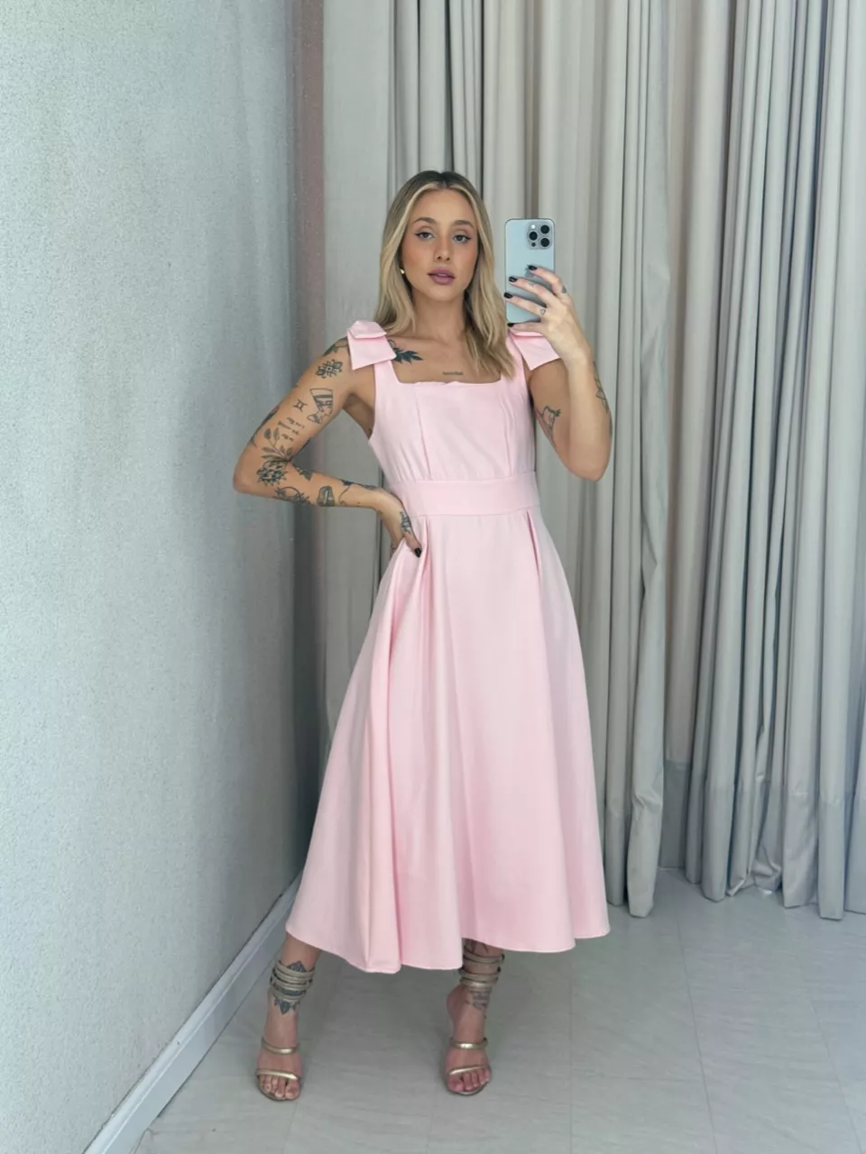 VESTIDO MARISA LAÇO BABY PINK - 0061290366 - CAROLLA FERRARO