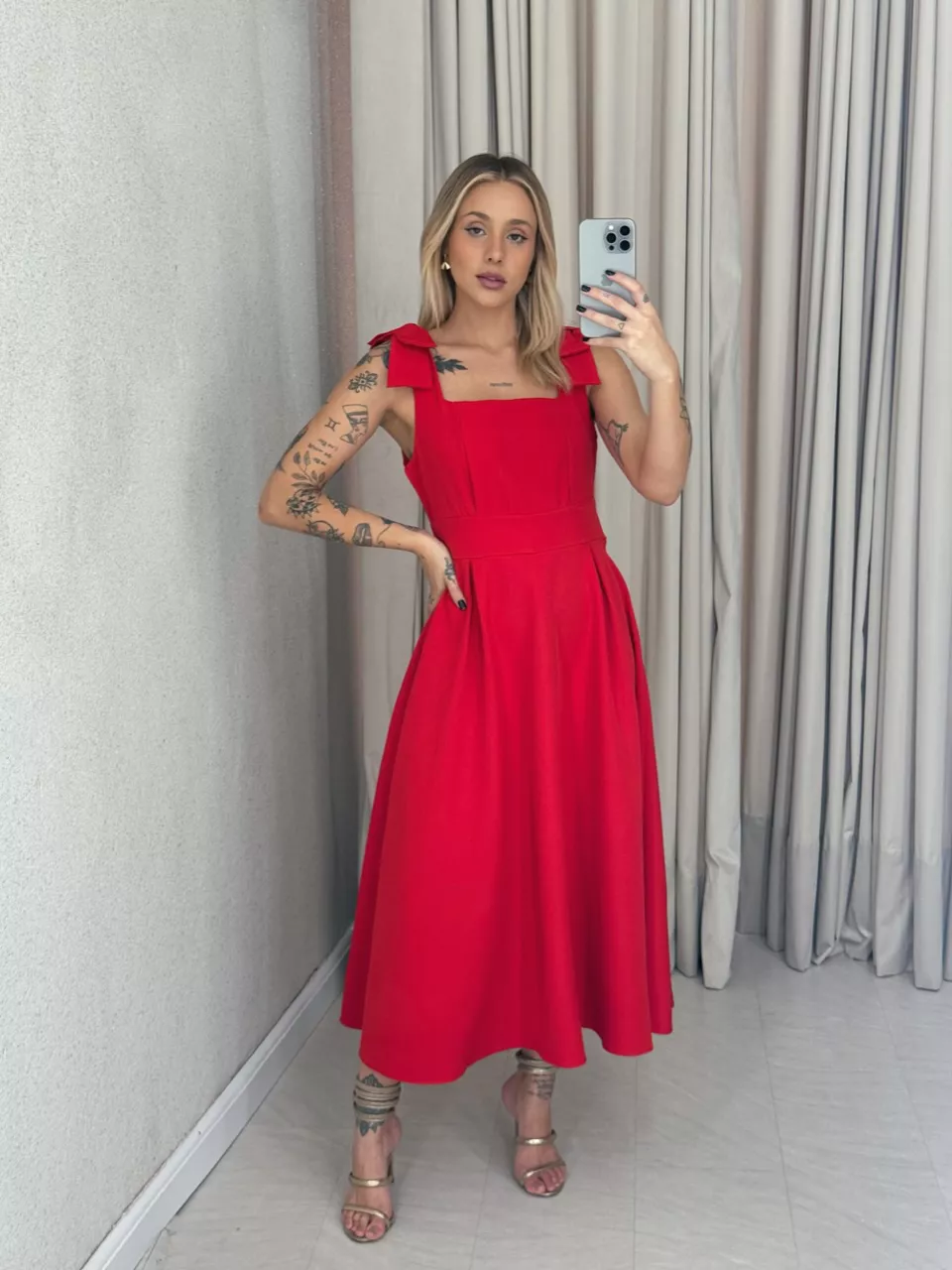VESTIDO MARISA LAÇO VERMELHO - 0061290006 - CAROLLA FERRARO