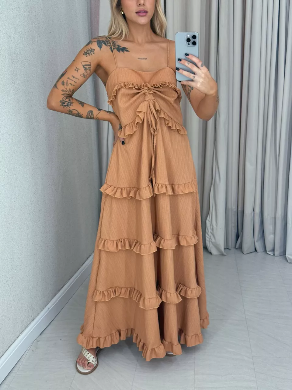 VESTIDO TRANCOSO CF BOHO Caramelo