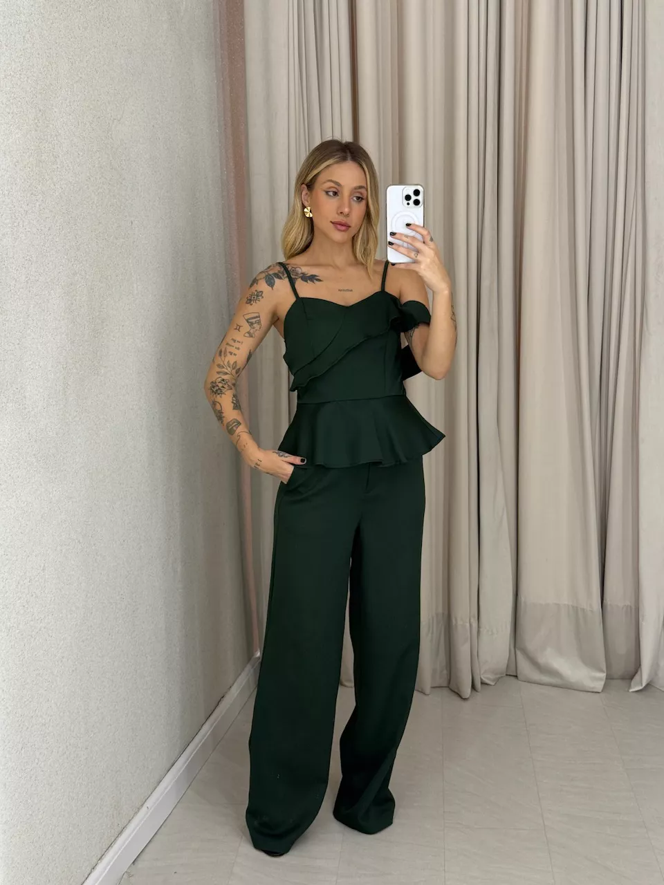 CONJUNTO MILEIDE BLUSA CALÇA VERDE - 0063460014 - CAROLLA FERRARO
