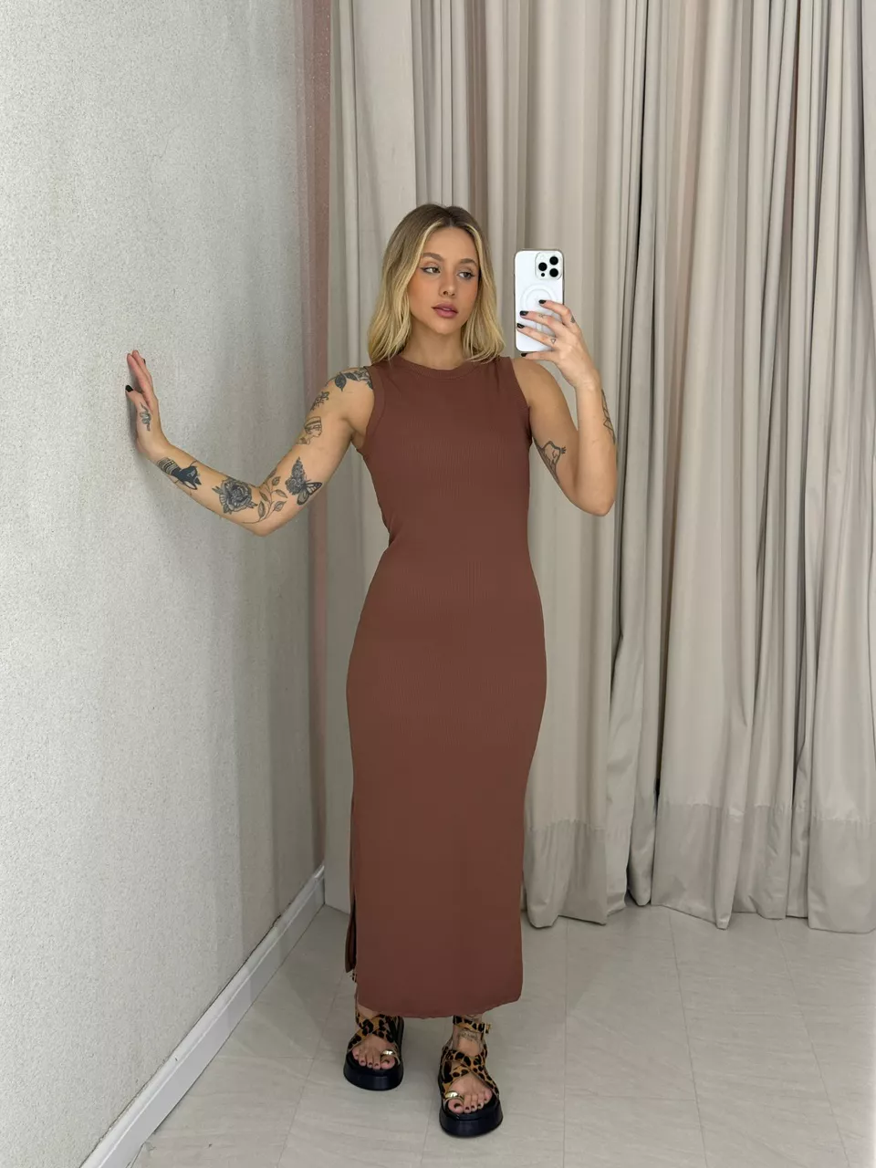 VESTIDO EUNICE CAVADO MARROM
