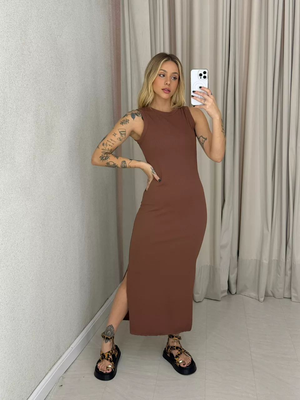VESTIDO EUNICE CAVADO MARROM