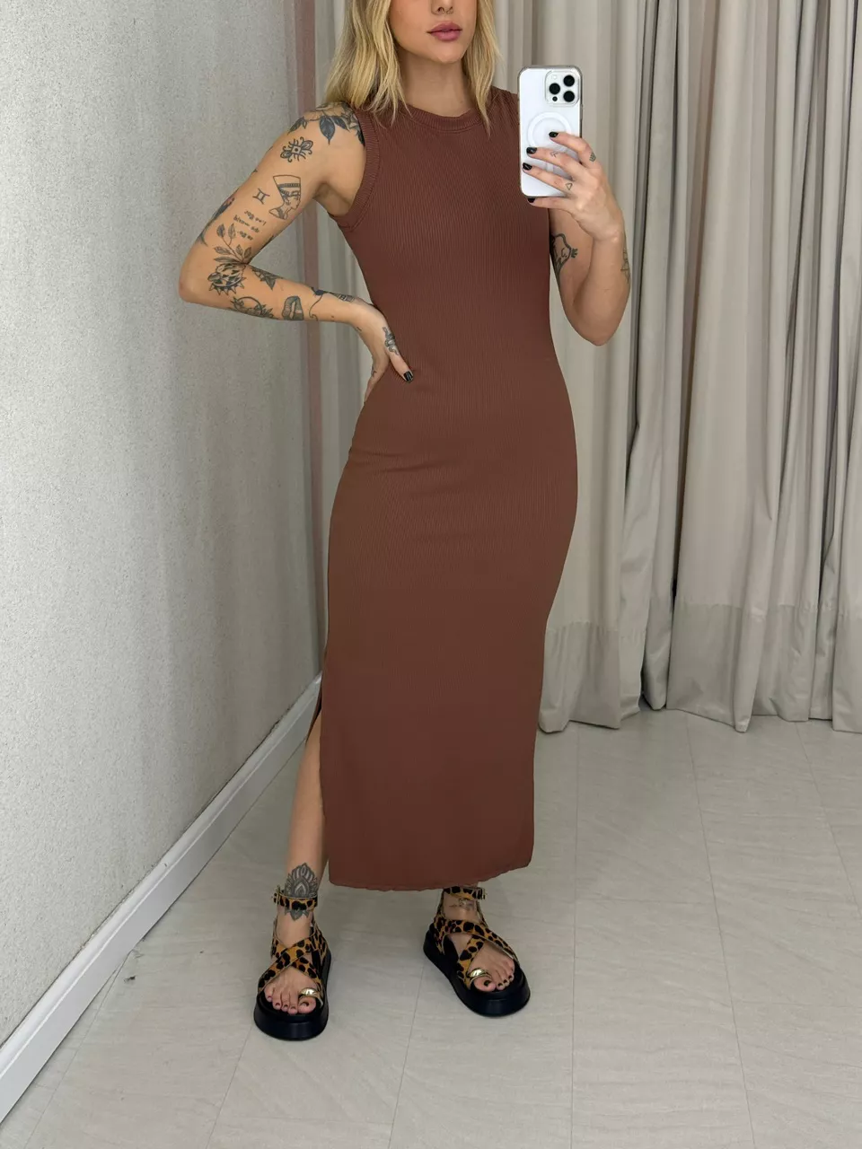 VESTIDO EUNICE CAVADO MARROM