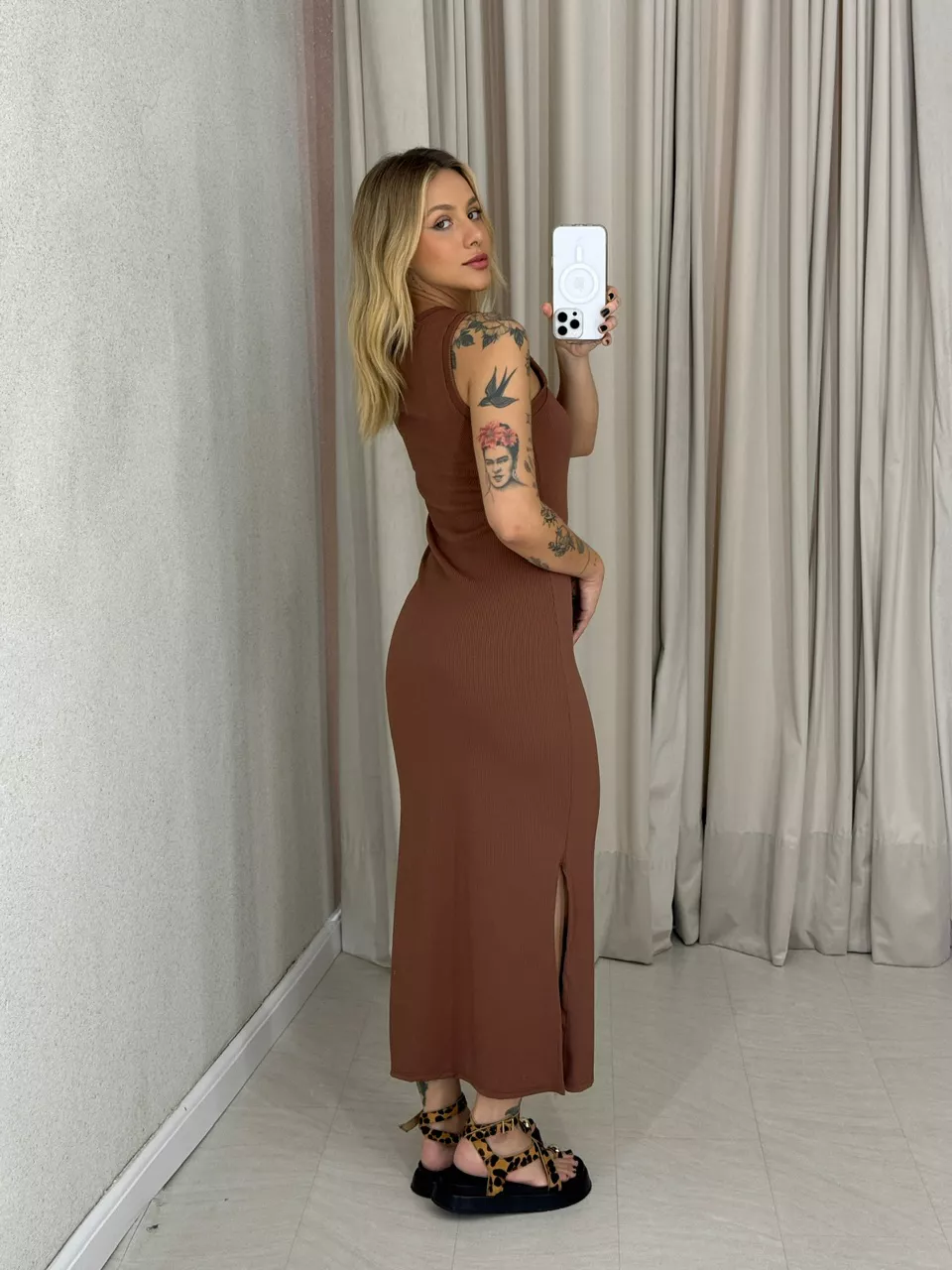 VESTIDO EUNICE CAVADO MARROM