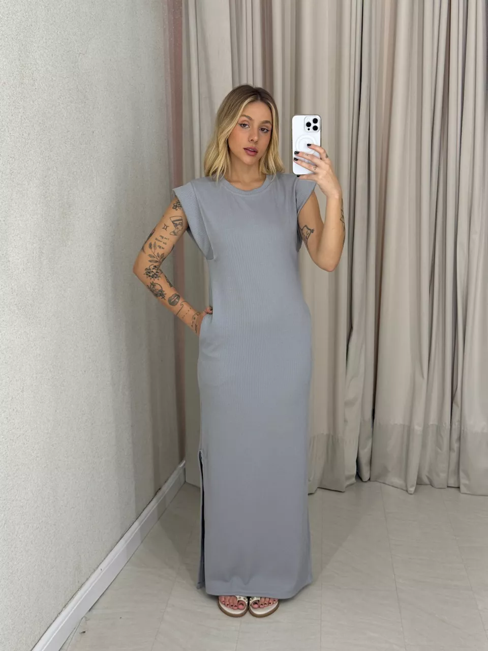 VESTIDO VERA MUSCLE CINZA
