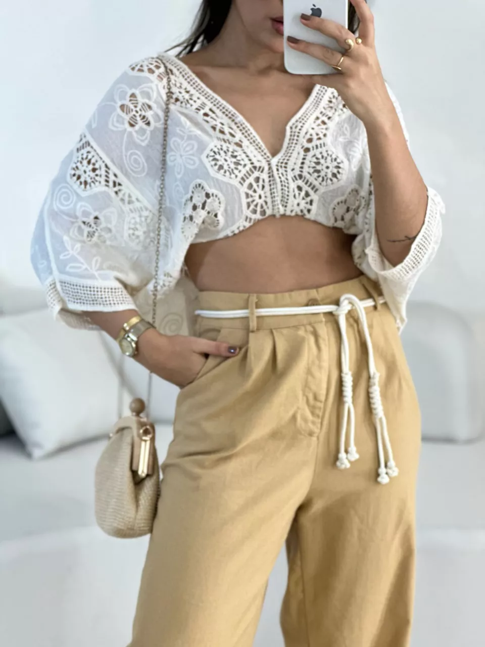 CALÇA ELOÁ LINHO NUDE