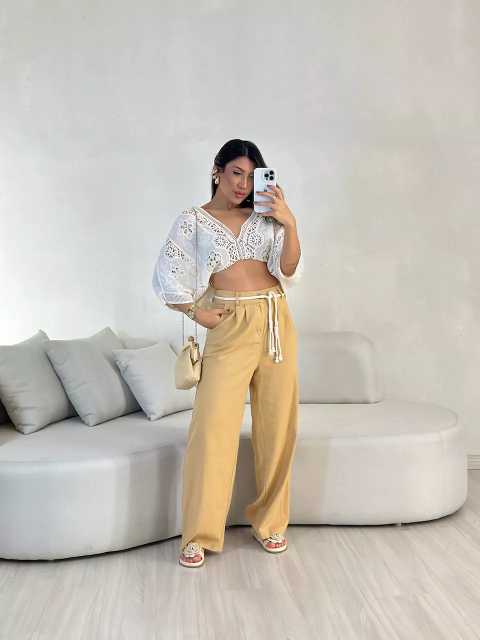 CALÇA ELOÁ LINHO NUDE